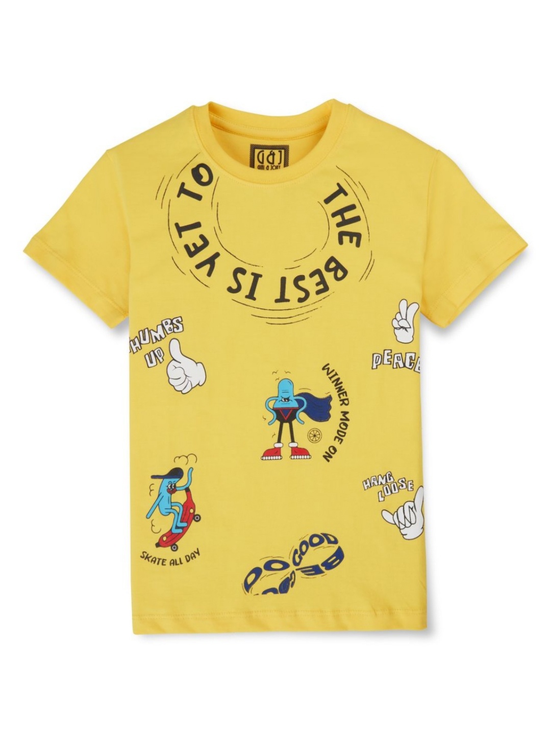 

Gini and Jony Boys Graphic Printed Round Neck Cotton T-shirt, Yellow