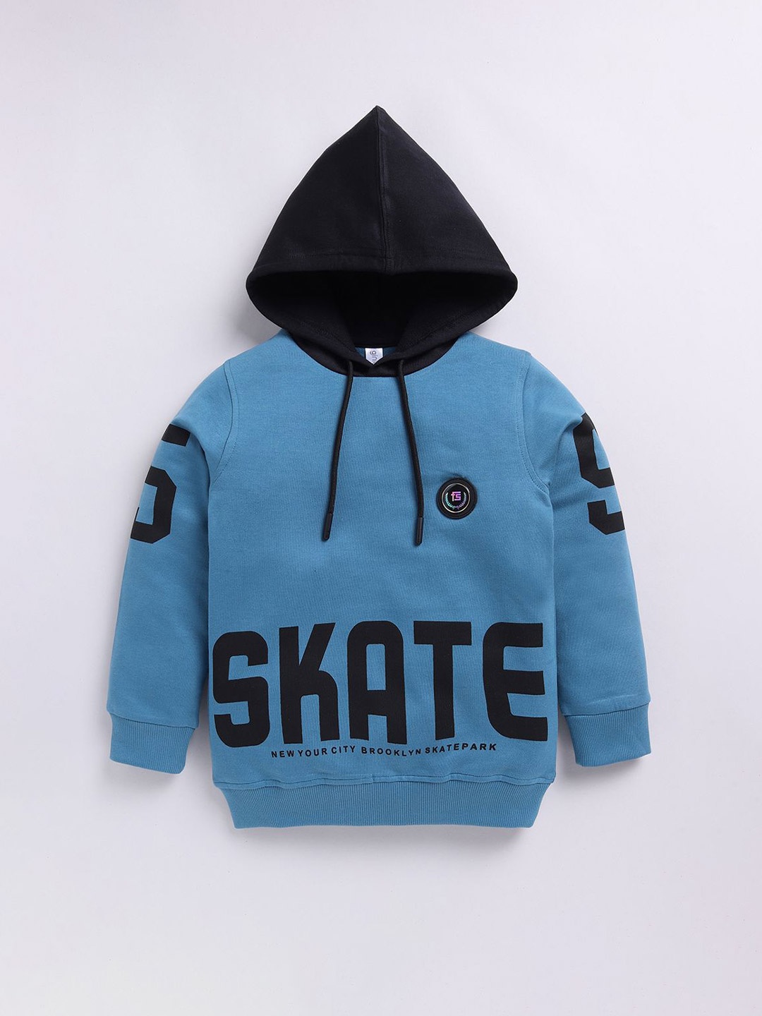 

Ginie Boys Typography Printed Hooded Sweatshirt, Blue