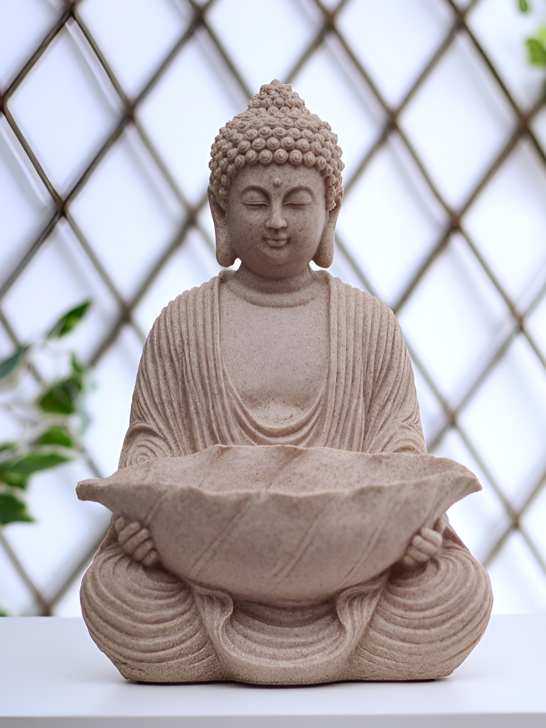 

Athome by Nilkamal Beige Textured Lord Buddha Showpiece