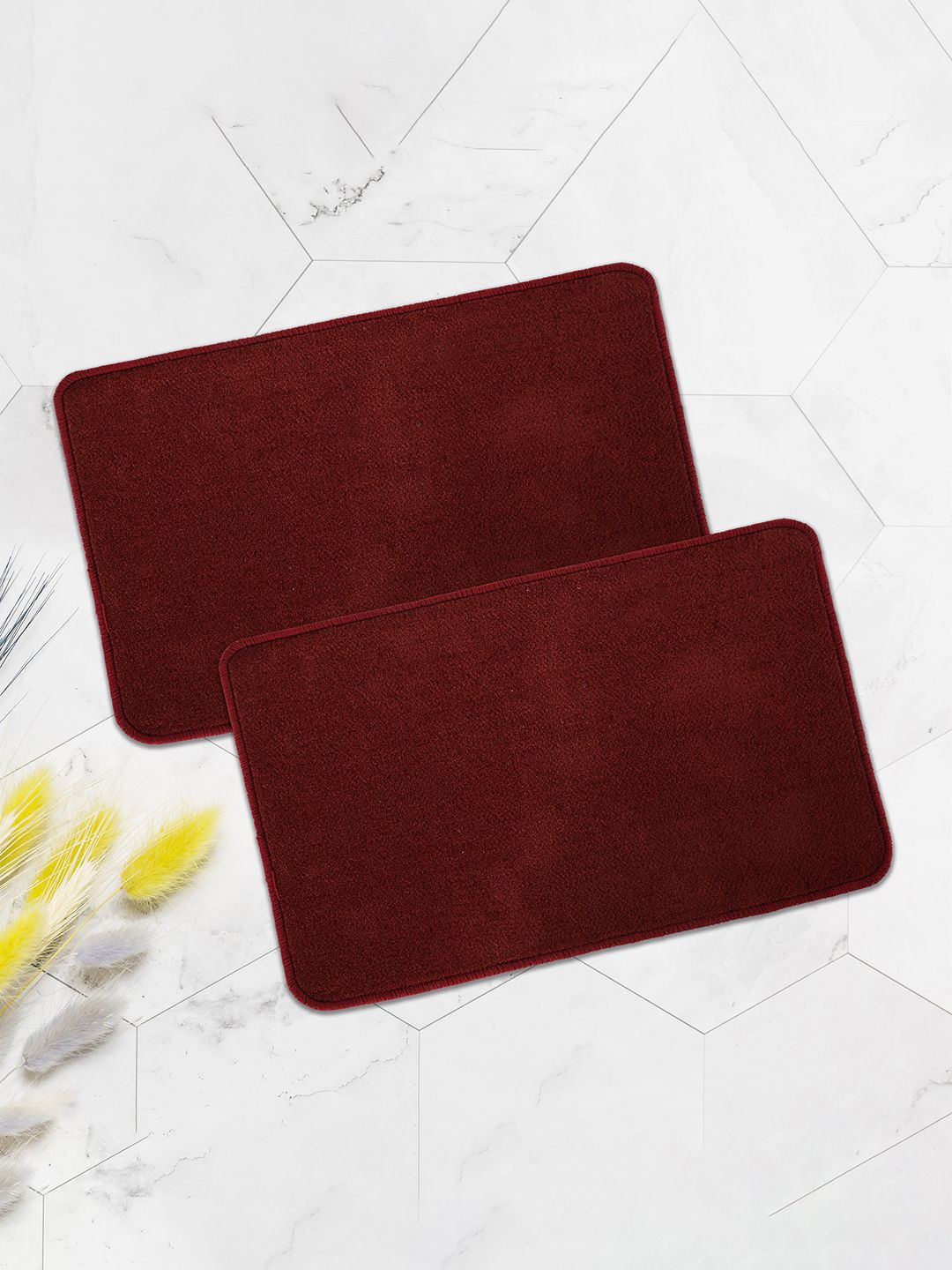 

Kuber Industries Maroon 2 Pieces Anti-Skid Doormats