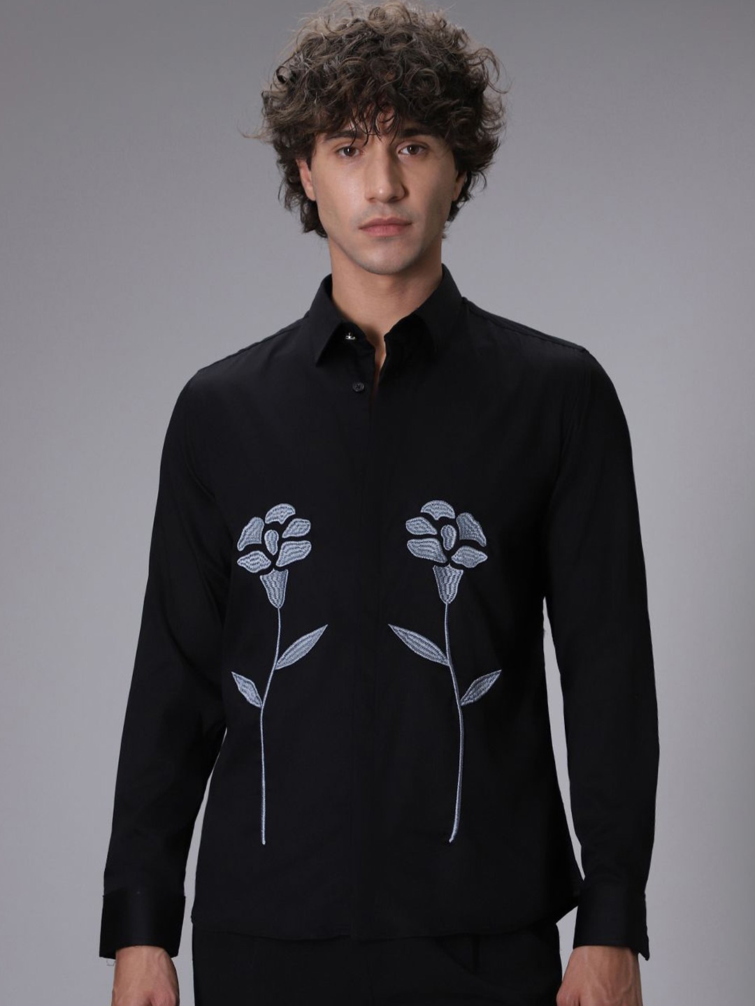 

Banana Club Men Classic Slim Fit Opaque Casual Shirt, Black