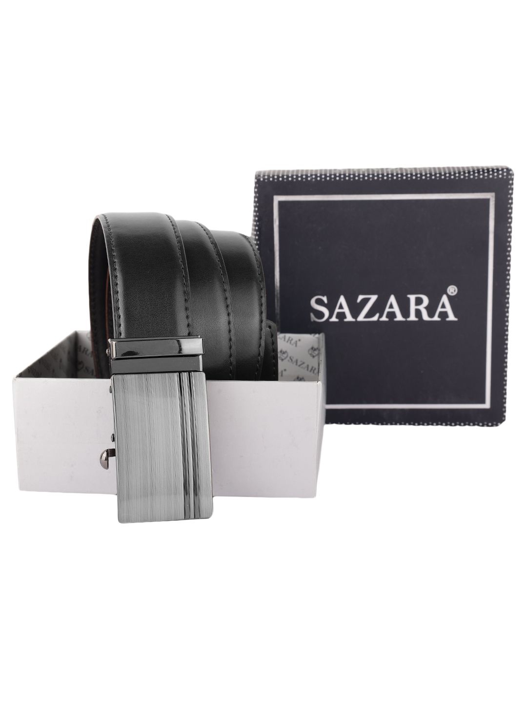 

SAZARA Men Leather Belt, Black