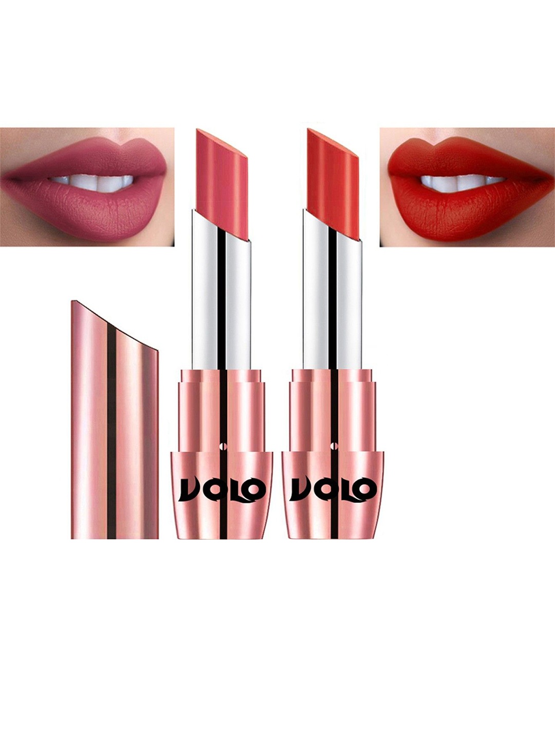 

VOLO Set Of 2 Creme Matte Lipstick - 3.5 g Each - 637 - Peach 649 - Orange, Multi
