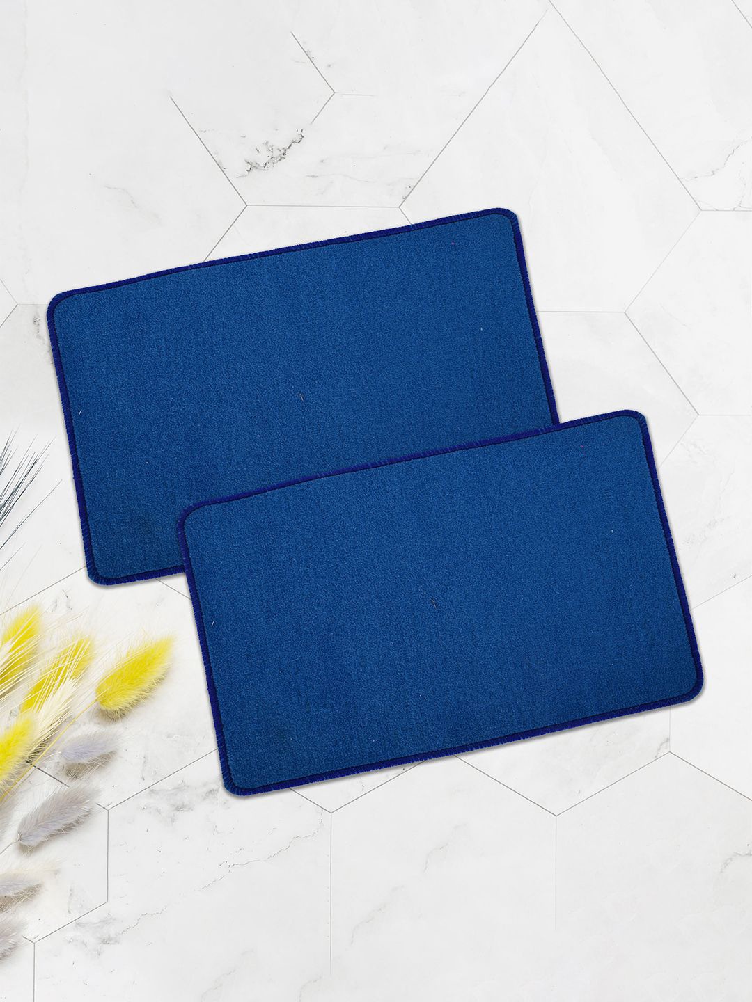 

Kuber Industries Blue 2 Pieces Microfibre Anti Skid Door Mats
