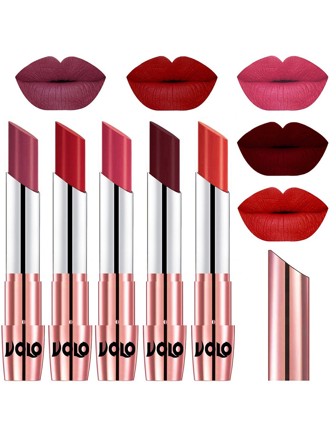

VOLO Set Of 5 Creme Matte Lipstick - 3.5g Each - 31-40-41-42-49, Multi