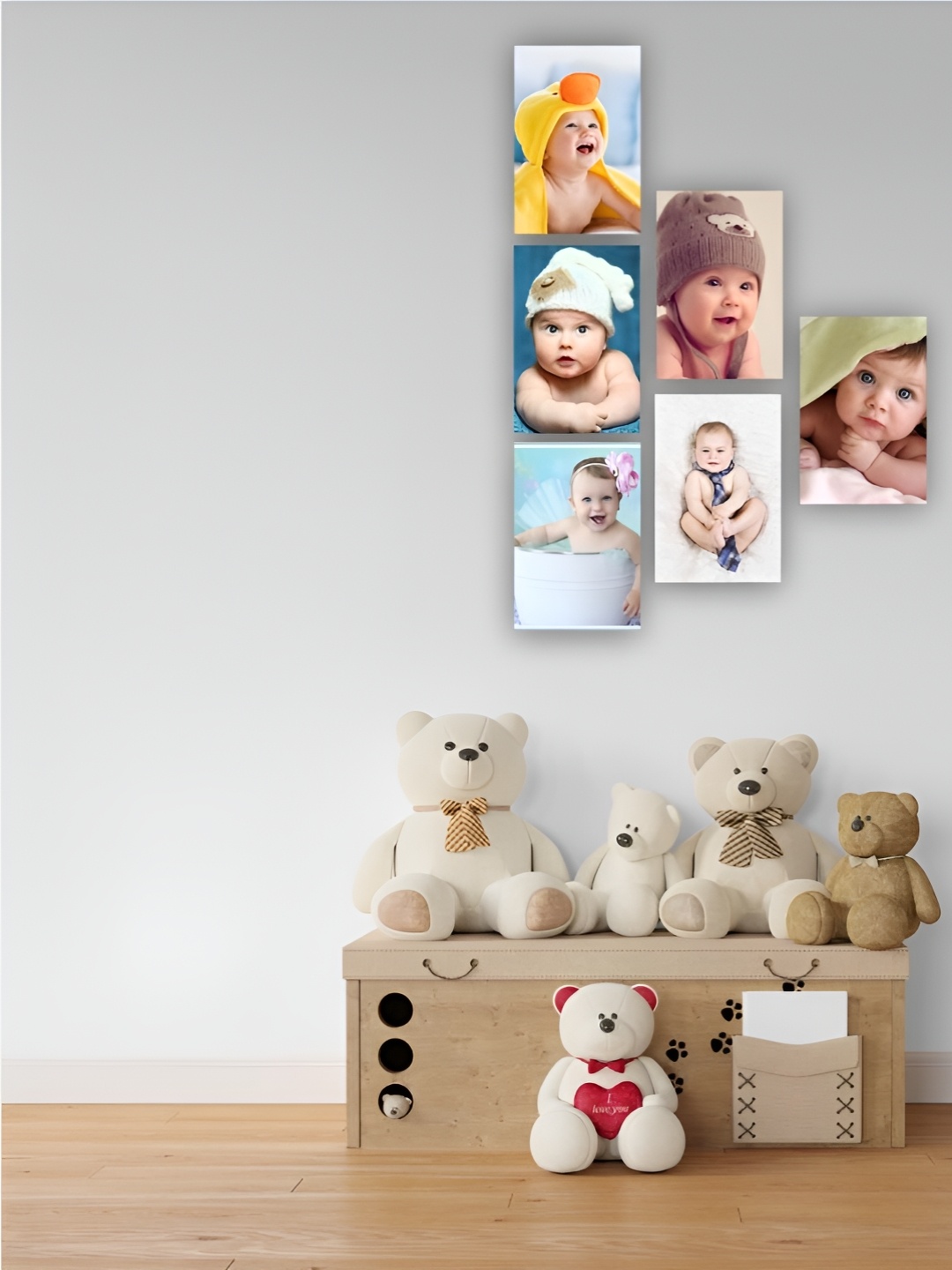 

CVANU Blue & White 6 Pieces Babies Printed Wall Posters