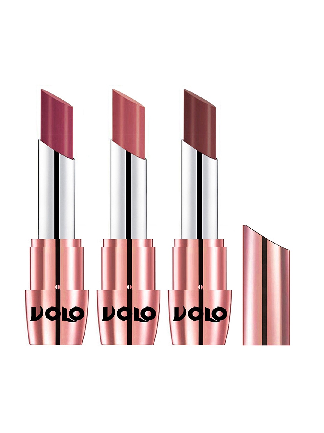 

VOLO Set Of 3 Creme Matte Lipstick-3.5 g Each-Cherry- 631-Light Peach-632-Coffee-634