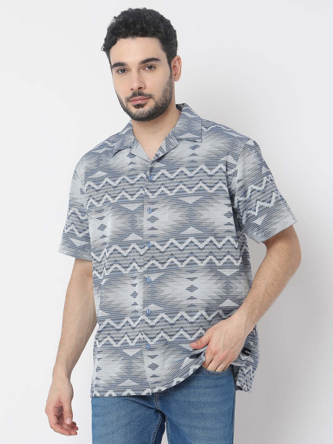 

SPYKAR Opaque Printed Casual Shirt, Blue