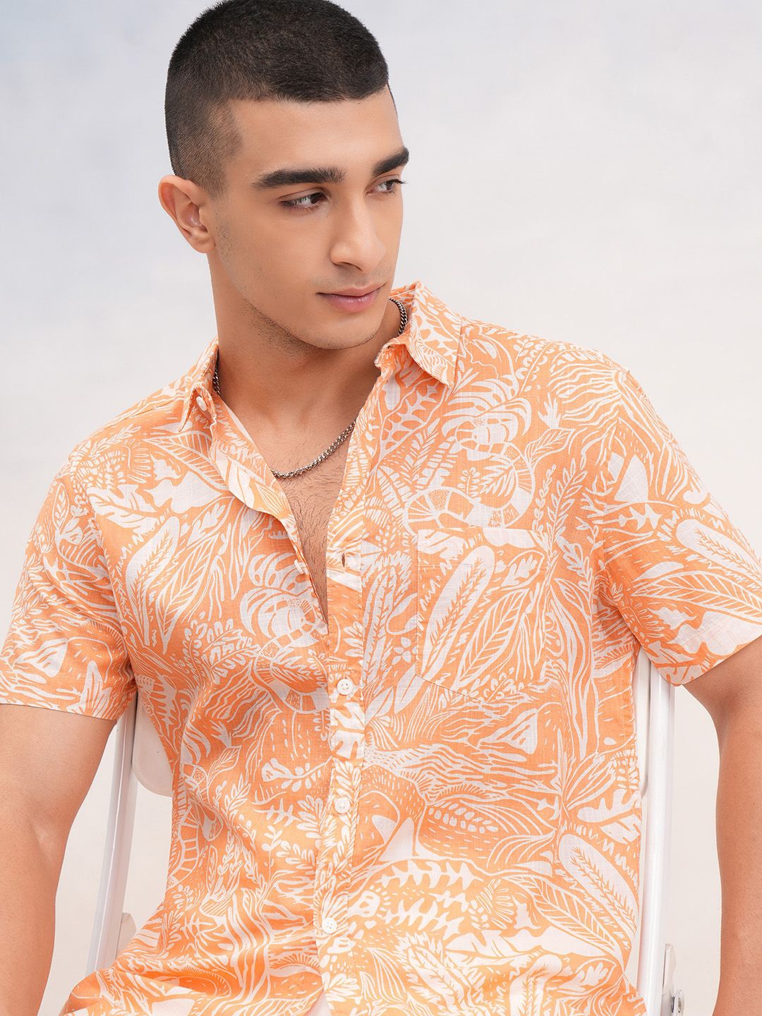 

Highlander Men Printed Relaxed Fit Shirt, Orange