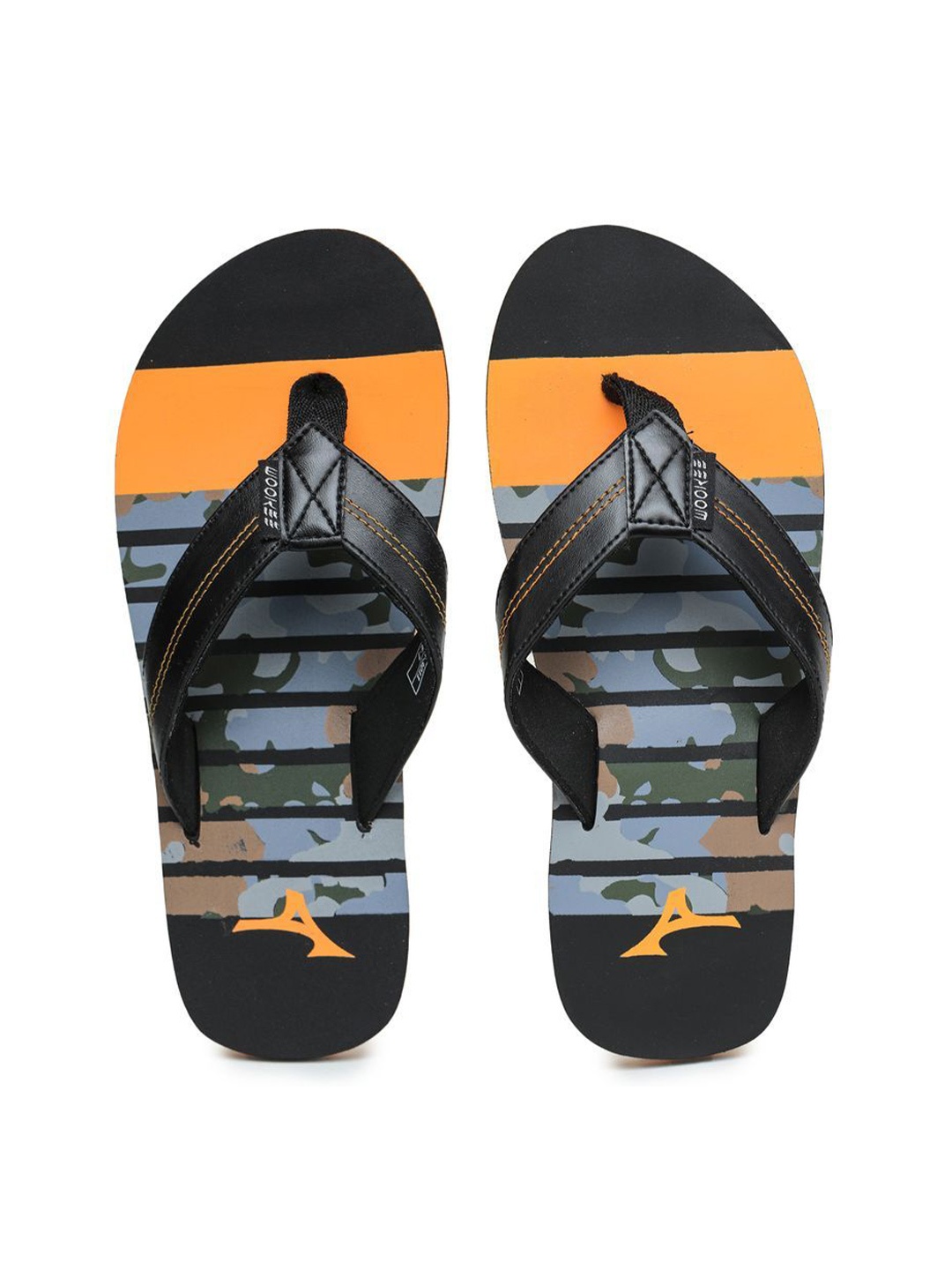

ABROS Men Printed Thong Flip-Flops, Black