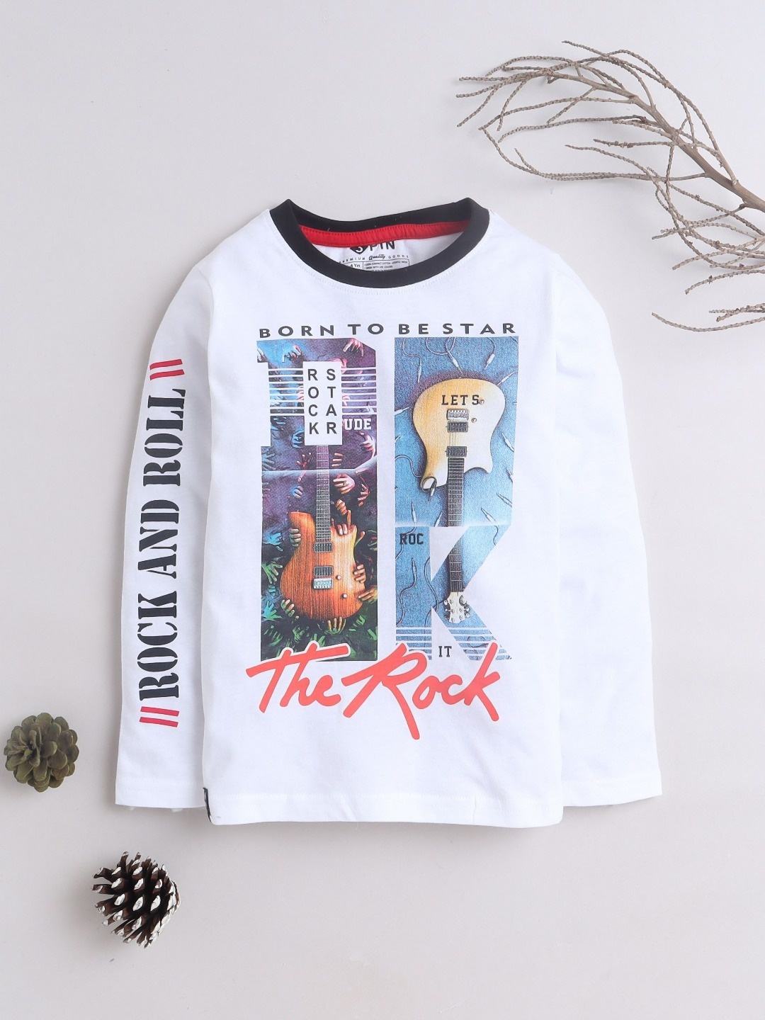 

3PIN Boys Graphic Printed Round Neck Pure Cotton T-shirt, White