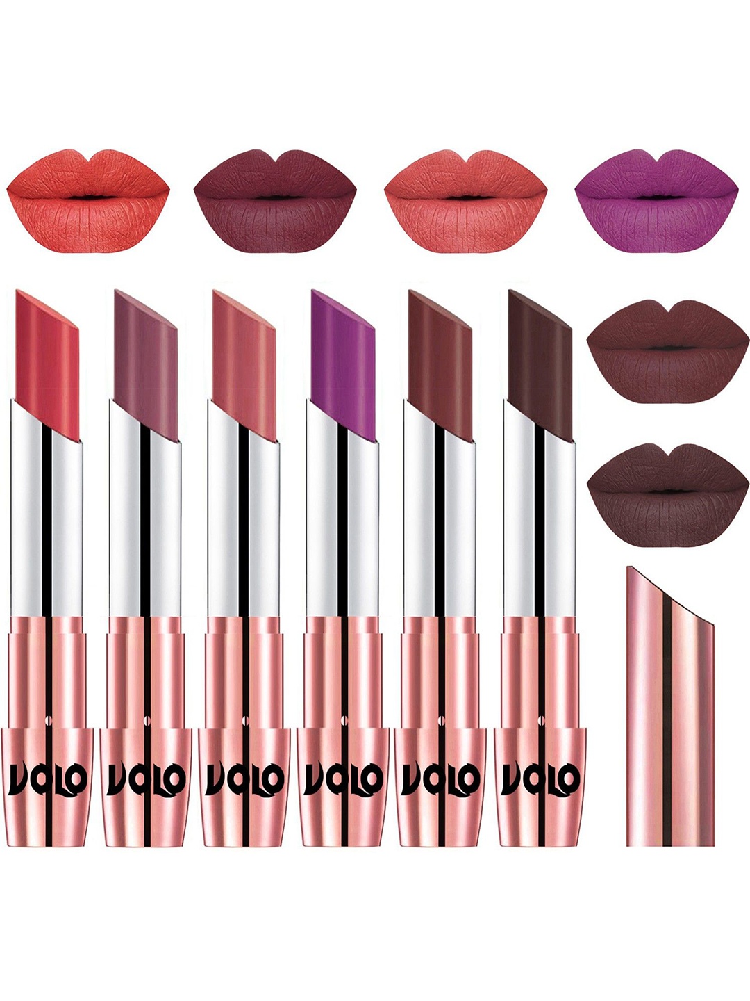 

VOLO Set Of 6 Creme Matte Lipstick - 3.5g Each, Peach