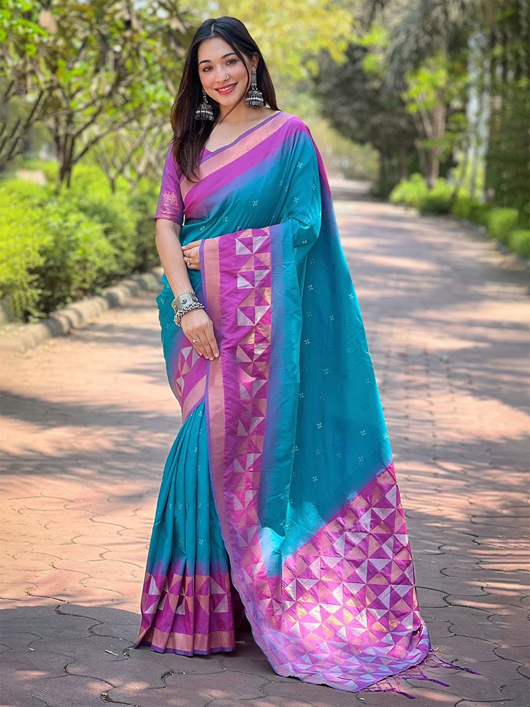 

Mitera Woven Design Zari Banarasi Saree, Blue