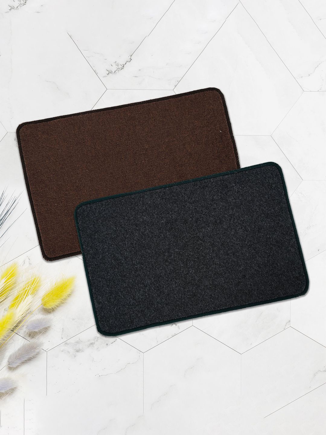 

Kuber Industries Grey & Brown 2 Pieces Anti Skid Door Mats