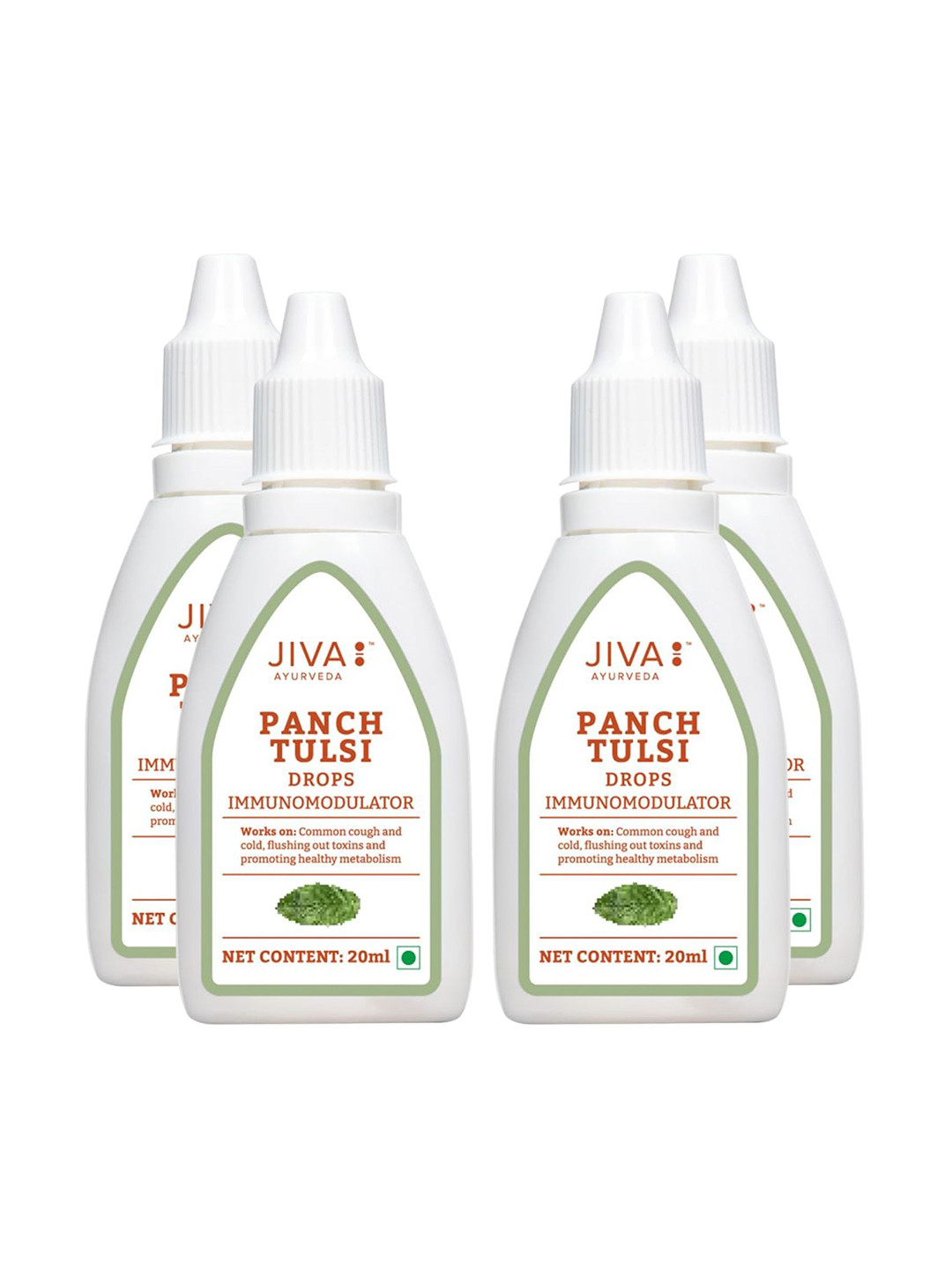 

Jiva Set Of 4 Tulsi Drops To Detox The Body 20 ml Each, White