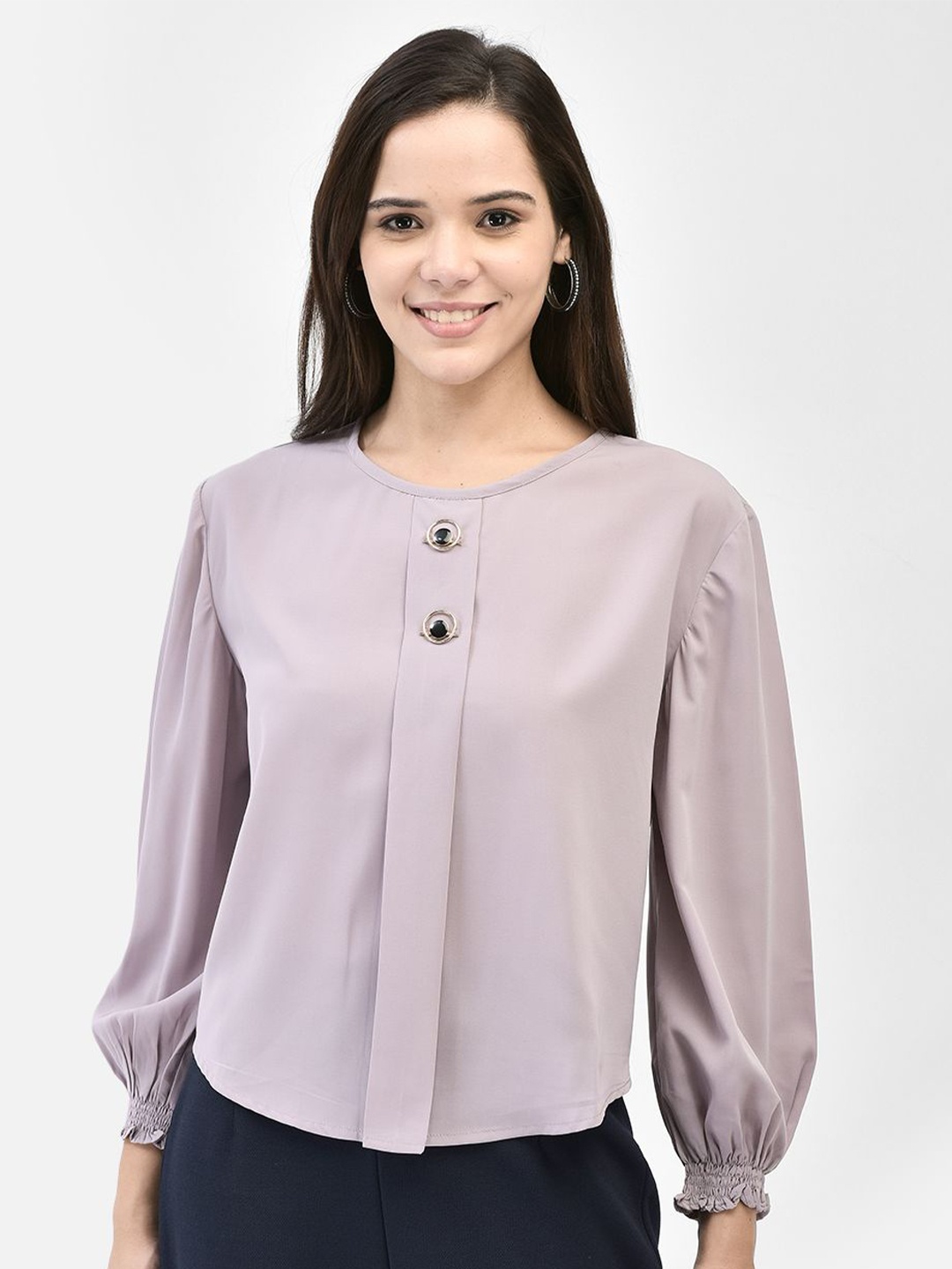 

FUTURO Women Solid Round Neck Top, Mauve