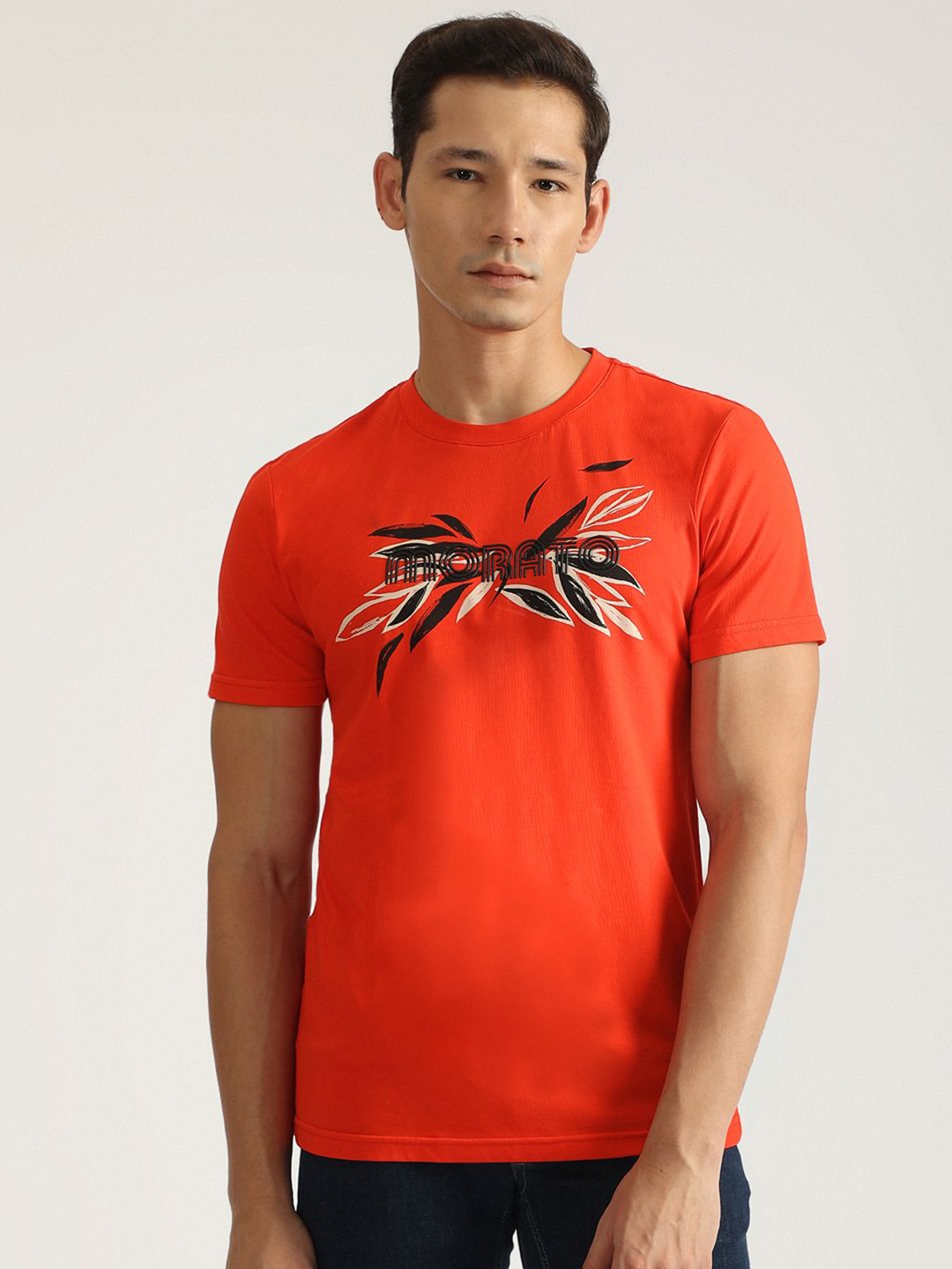 

Antony Morato Men Graphic Printed Round Neck Cotton Slim Fit T-shirt, Red