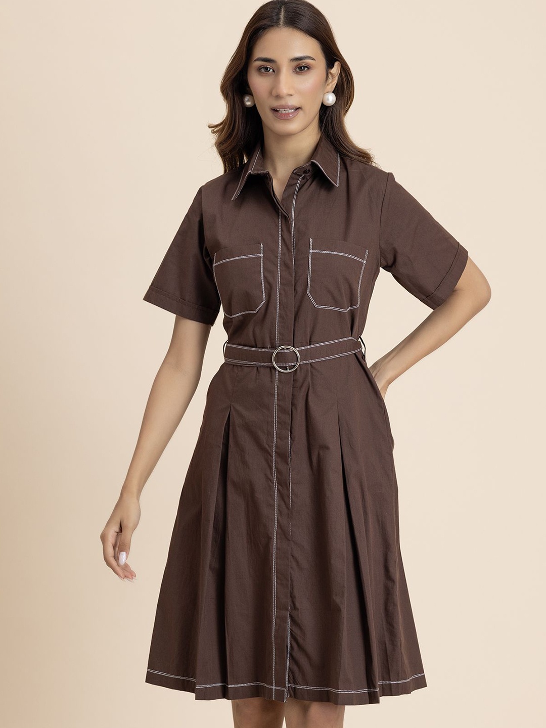 

Moomaya A-Line Dress, Brown