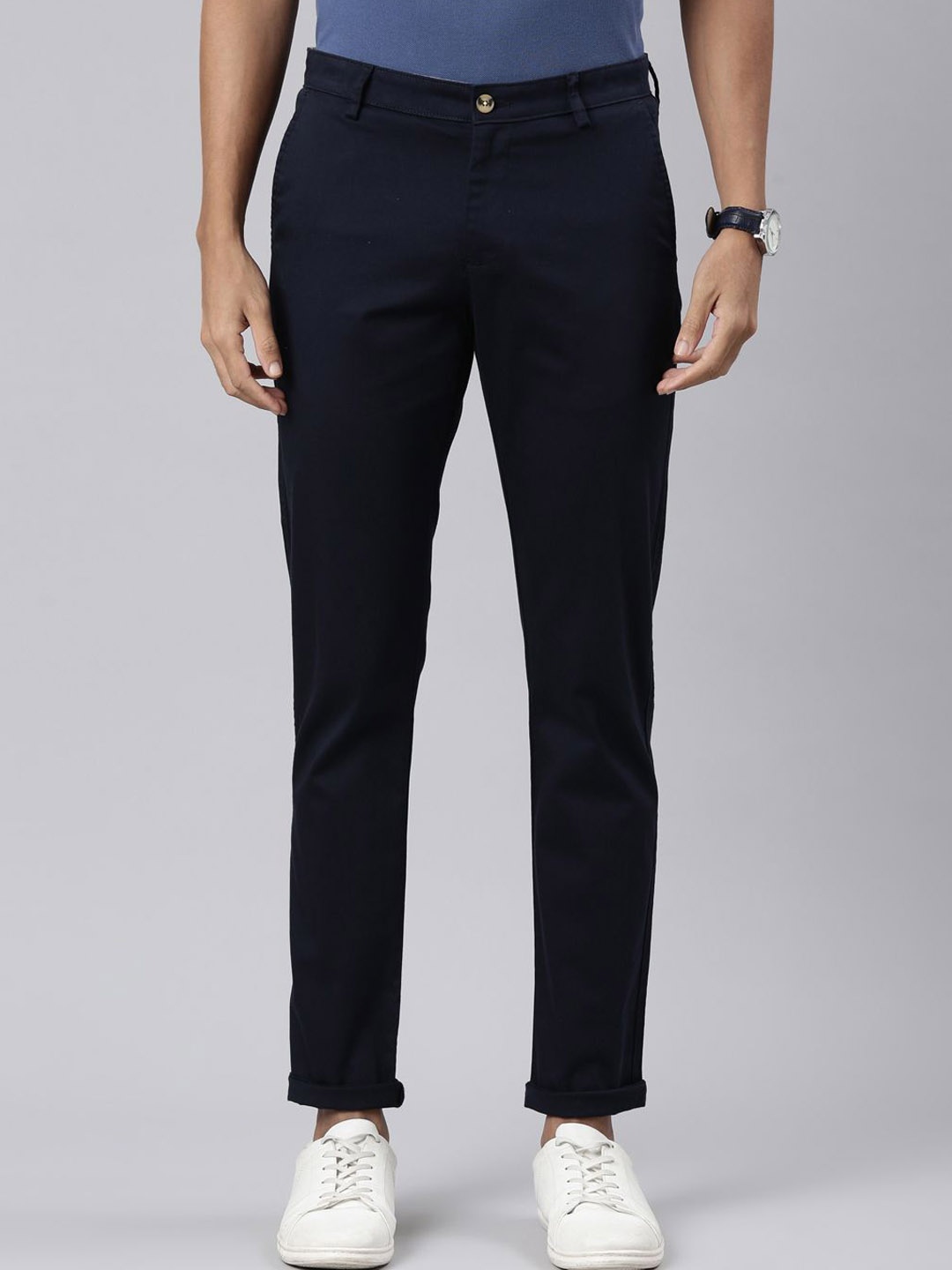 

Classic Polo Men Slim Fit Chinos Trousers, Navy blue
