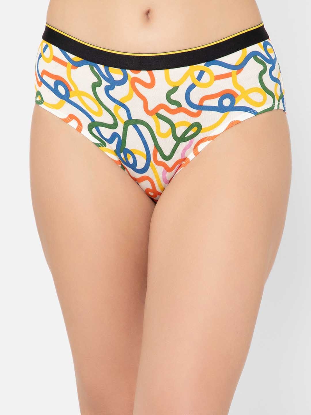 

bummer Women Printed Micro Modal String Theory Mid Rise Hipster Brief, White