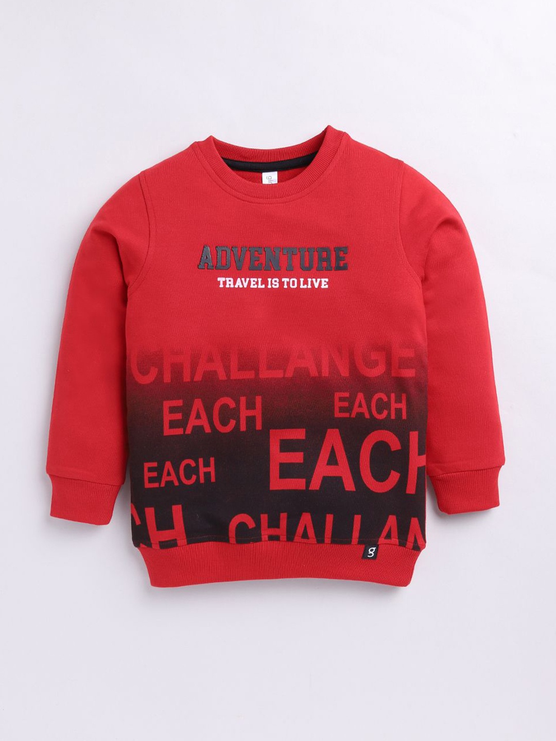 

Ginie Boys Typography Printed Round Neck Cotton Sweatshirt, Red