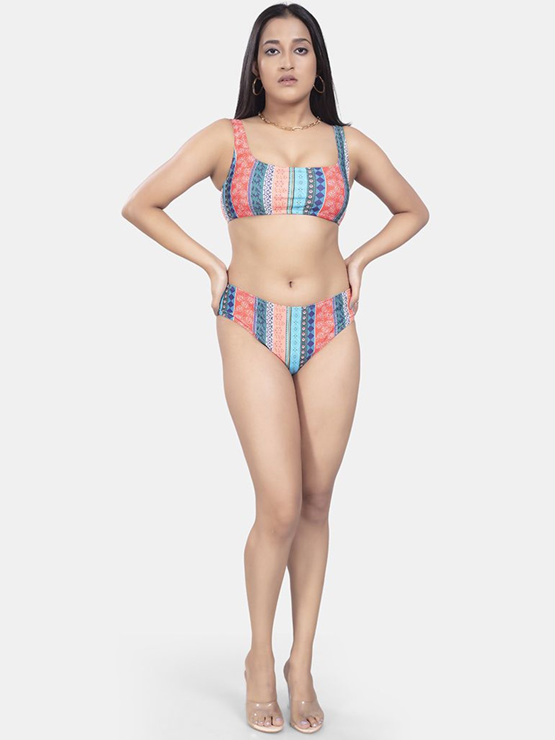 

BOLD & BAE Printed Swim Bikini Set, Blue