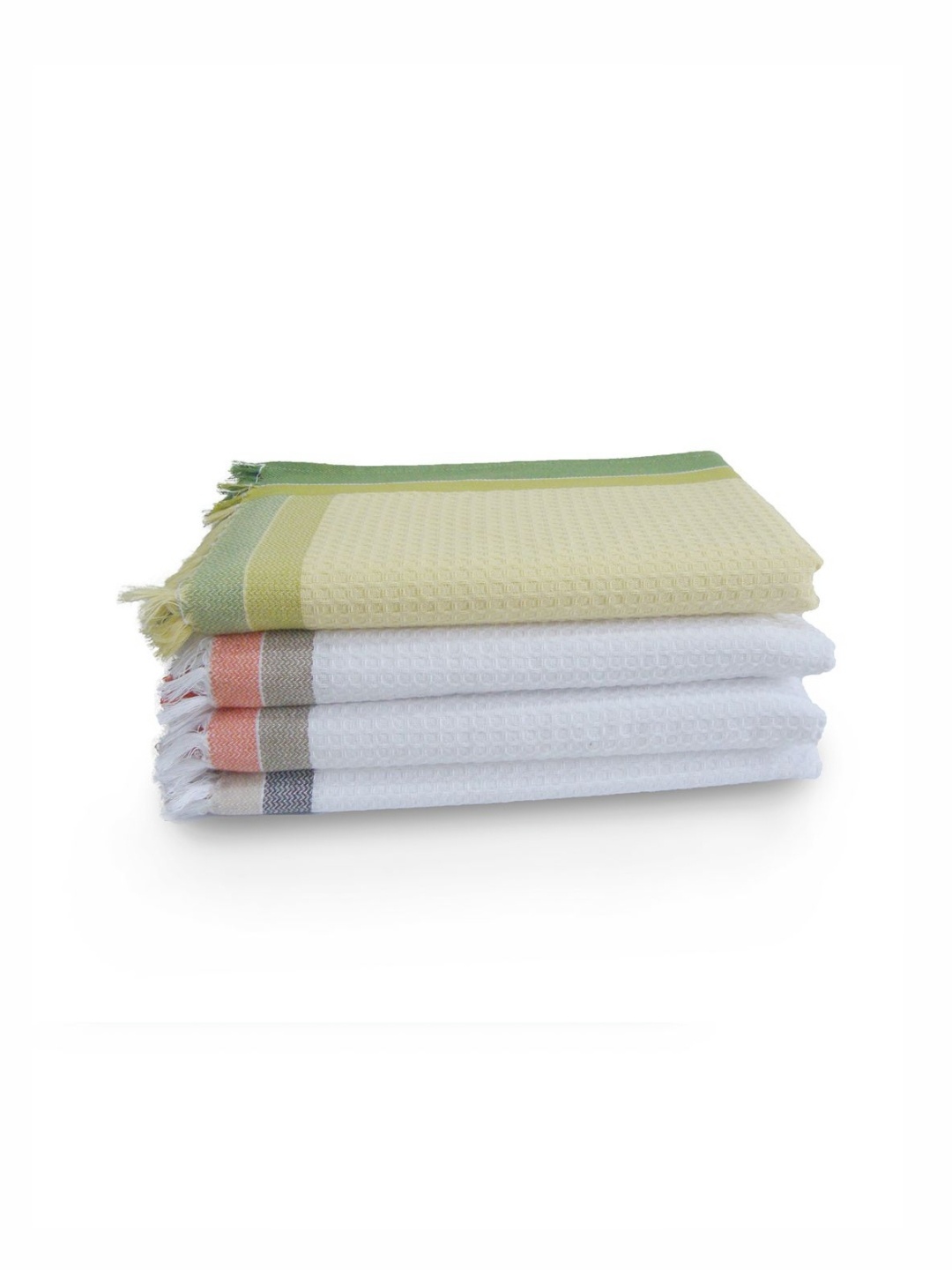 

Aura Yellow & White 4 Pieces Pure Cotton 210 GSM Bath Towels