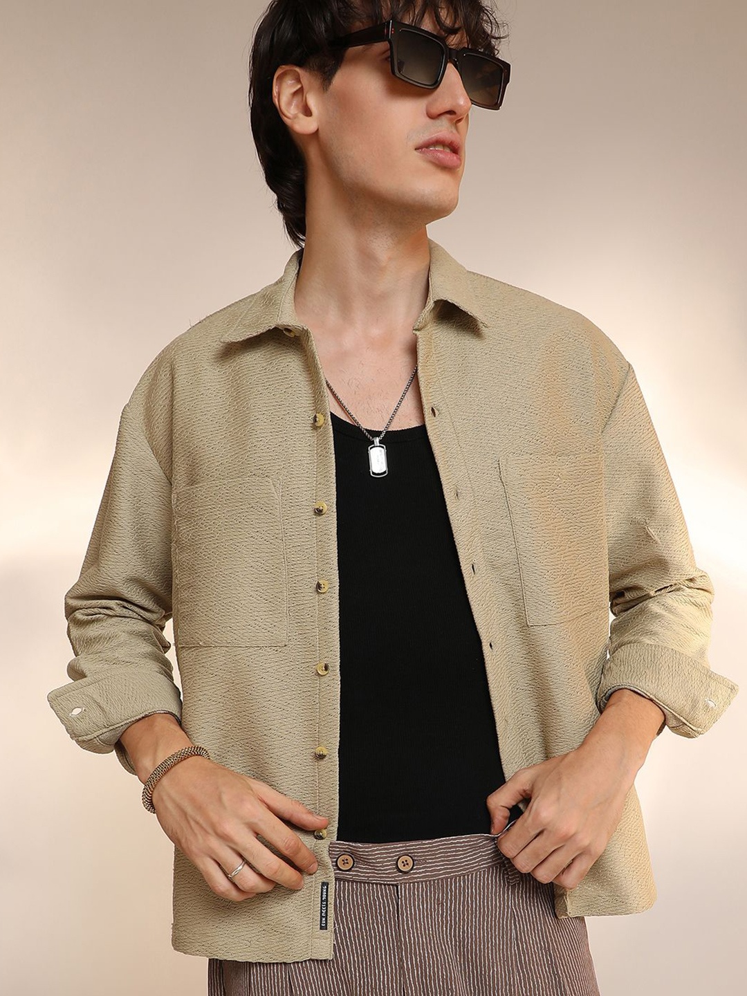 

Campus Sutra Men Comfort Opaque Casual Shirt, Beige