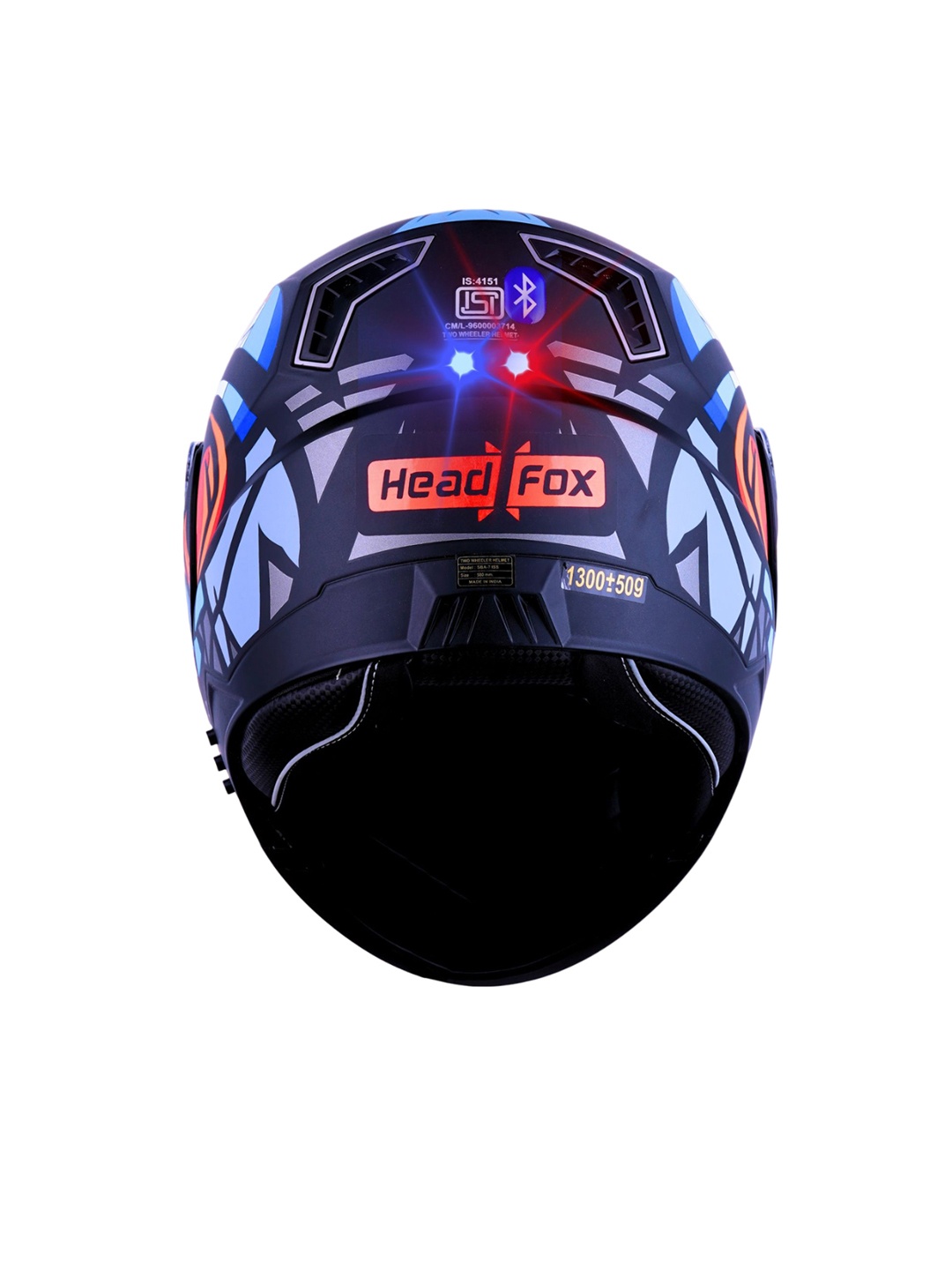 

HEADFOX BIRDIE N2 Smart Bluetooth Calls Music Voice Asst with 31 Flash Light modes Helmet, Black
