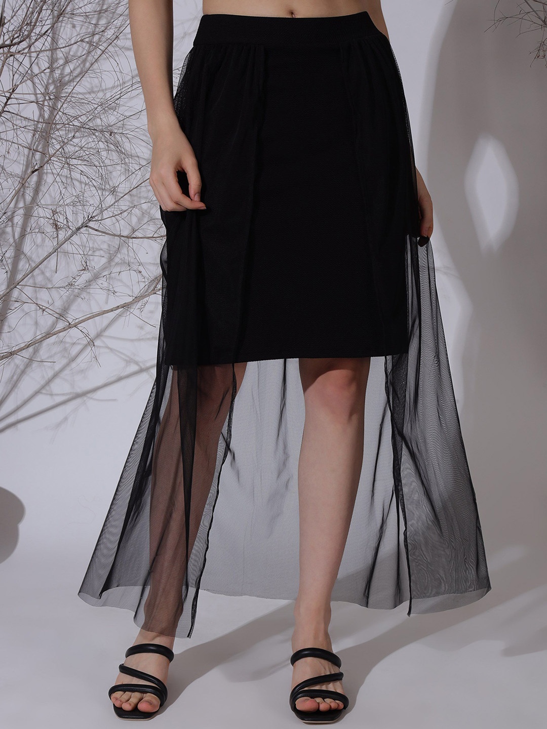 

NEUDIS Women A-Line Above Knee-Length Skirts, Black