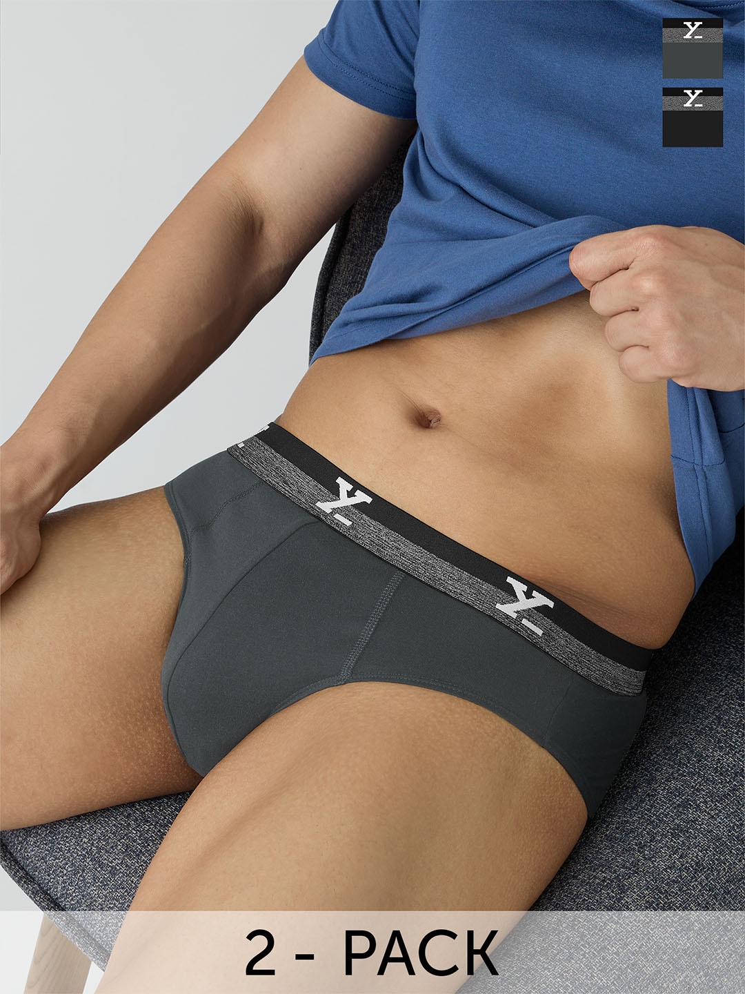 

XYXX Pack of 4 Mid Waist Seamless Briefs XYBRF2PCKN793, Grey