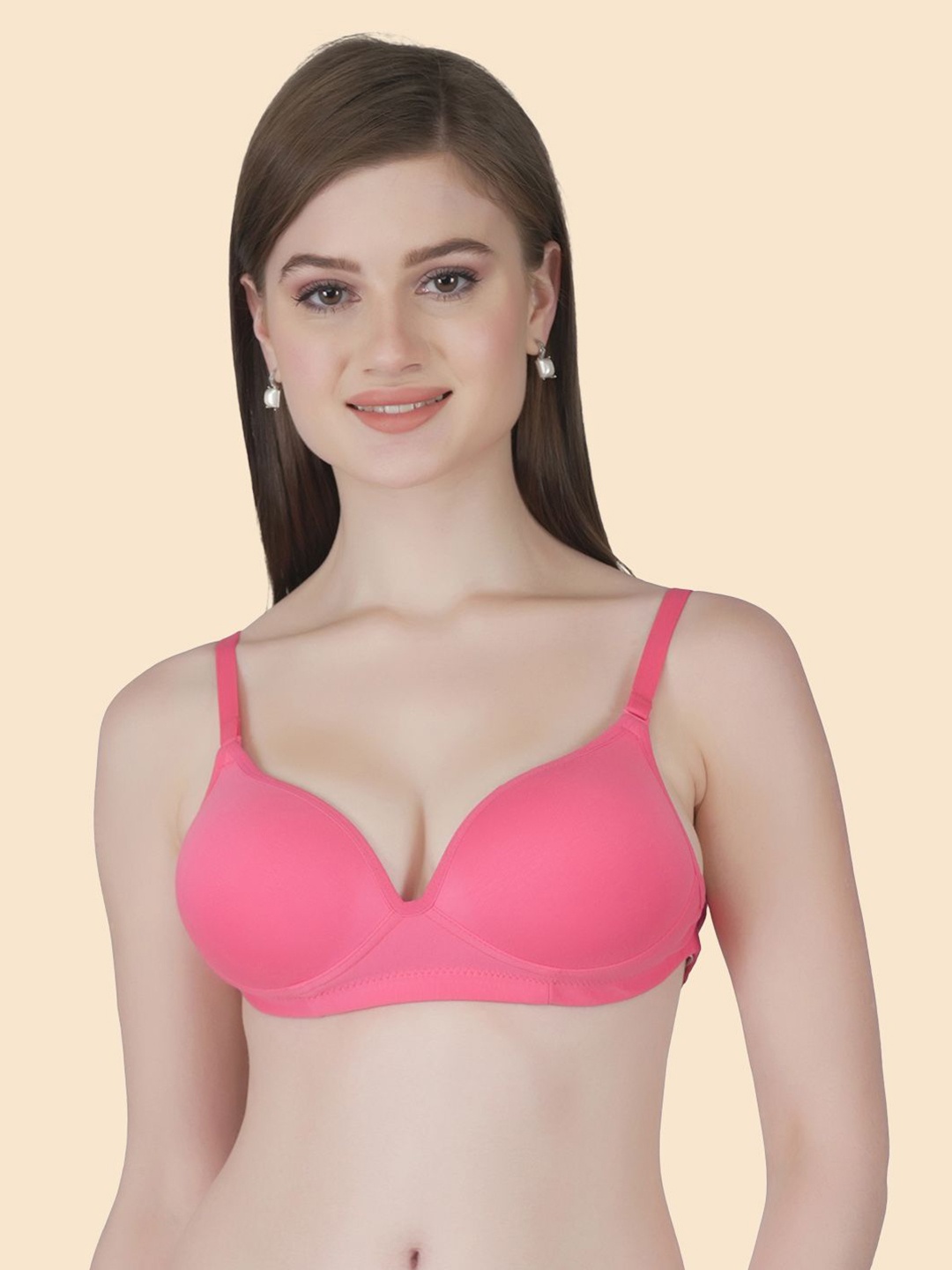 

Joomie Women Medium Coverage Heavily Padded Bra, Coral