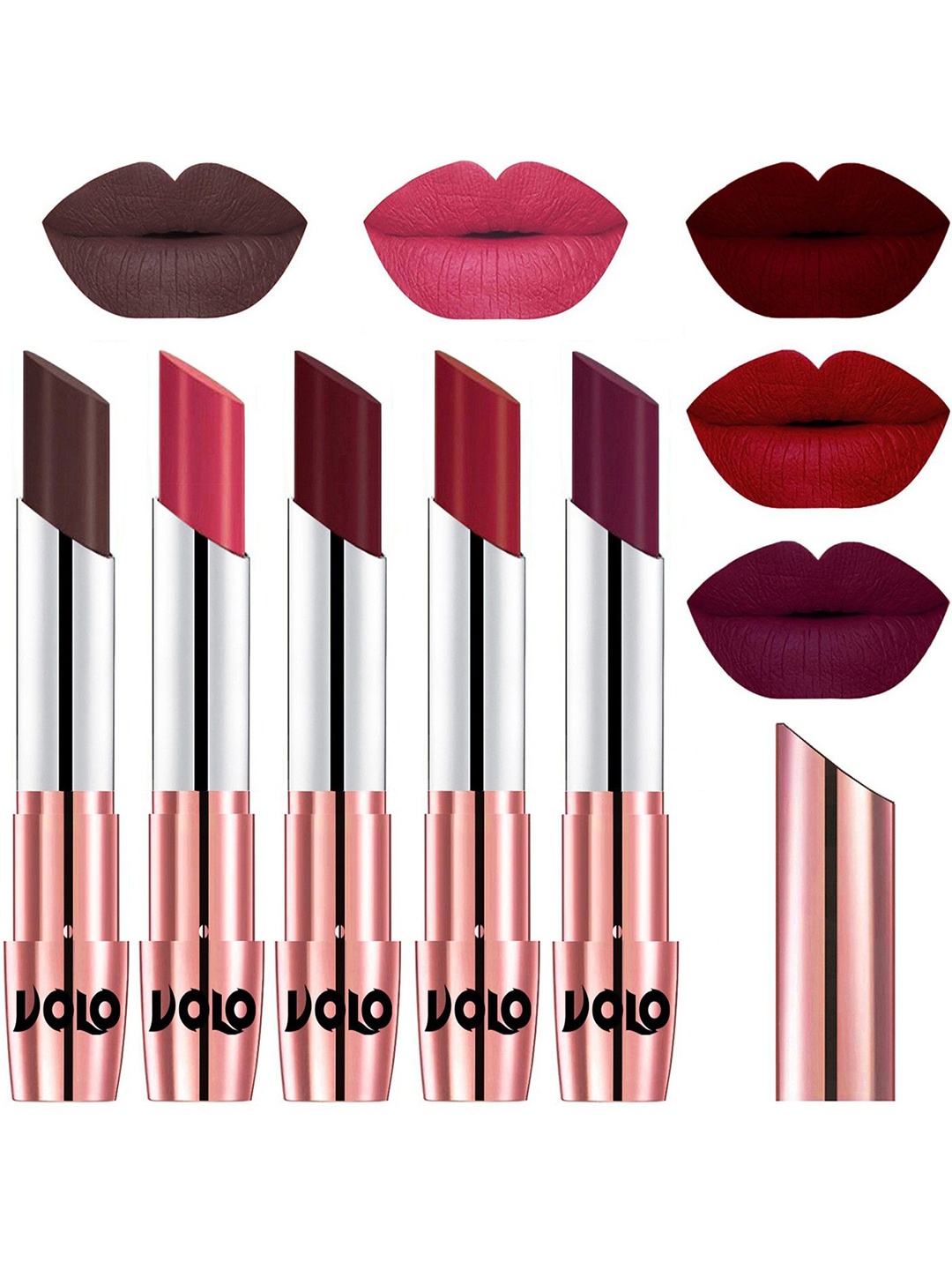 

VOLO Set Of 5 Creme Matte Lipstick - 3.5g Each - 35-41-42-43-47, Multi