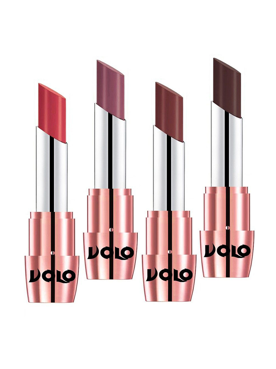 

VOLO Set Of 4 Creme Matte Lipstick - 3.5 g Each - Plum-Peach-Coffee-Chocolate, Purple