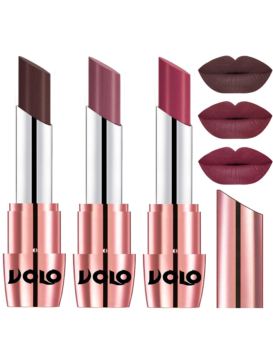 

VOLO Set Of 3 Creme Matte Lipstick - 3.5 g Each - Shades 635-636-638, Purple