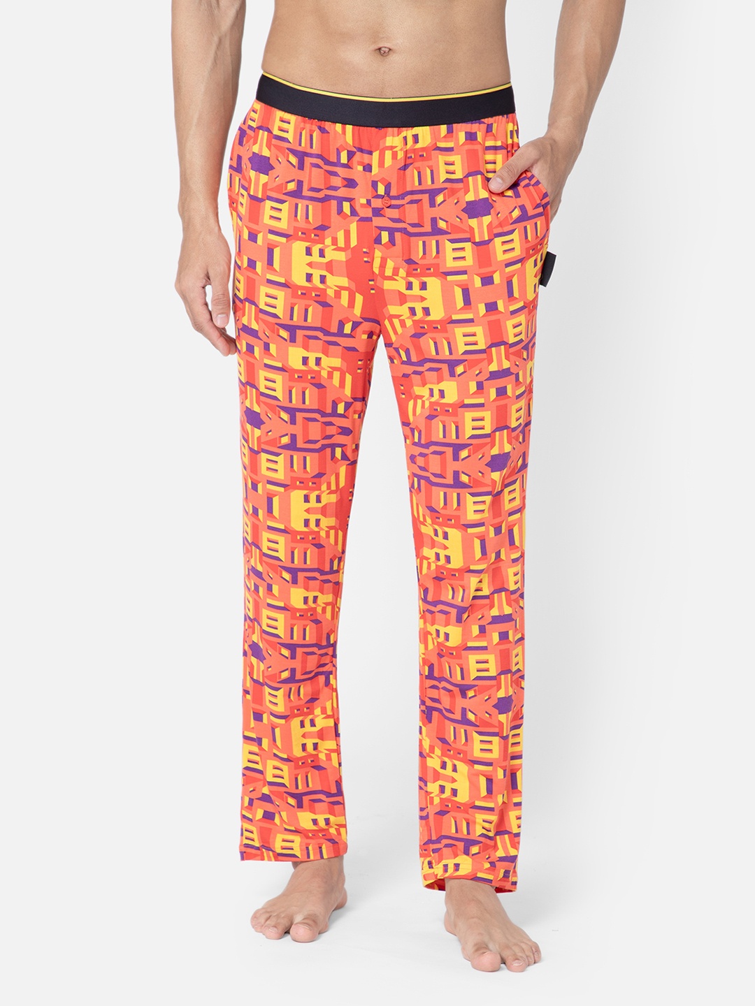 

bummer Men Red Printed Micro Modal Bricked Lounge Pants