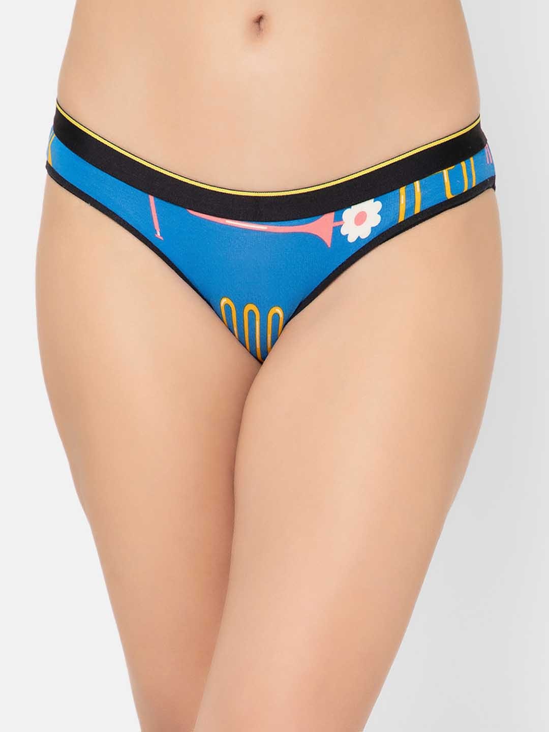 

bummer Women Printed Micro Modal Dixie Mid Rise Bikini Brief, Blue