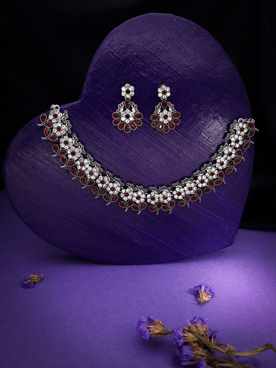 

Anouk Silver Toned Stone Studded Jewellery Set