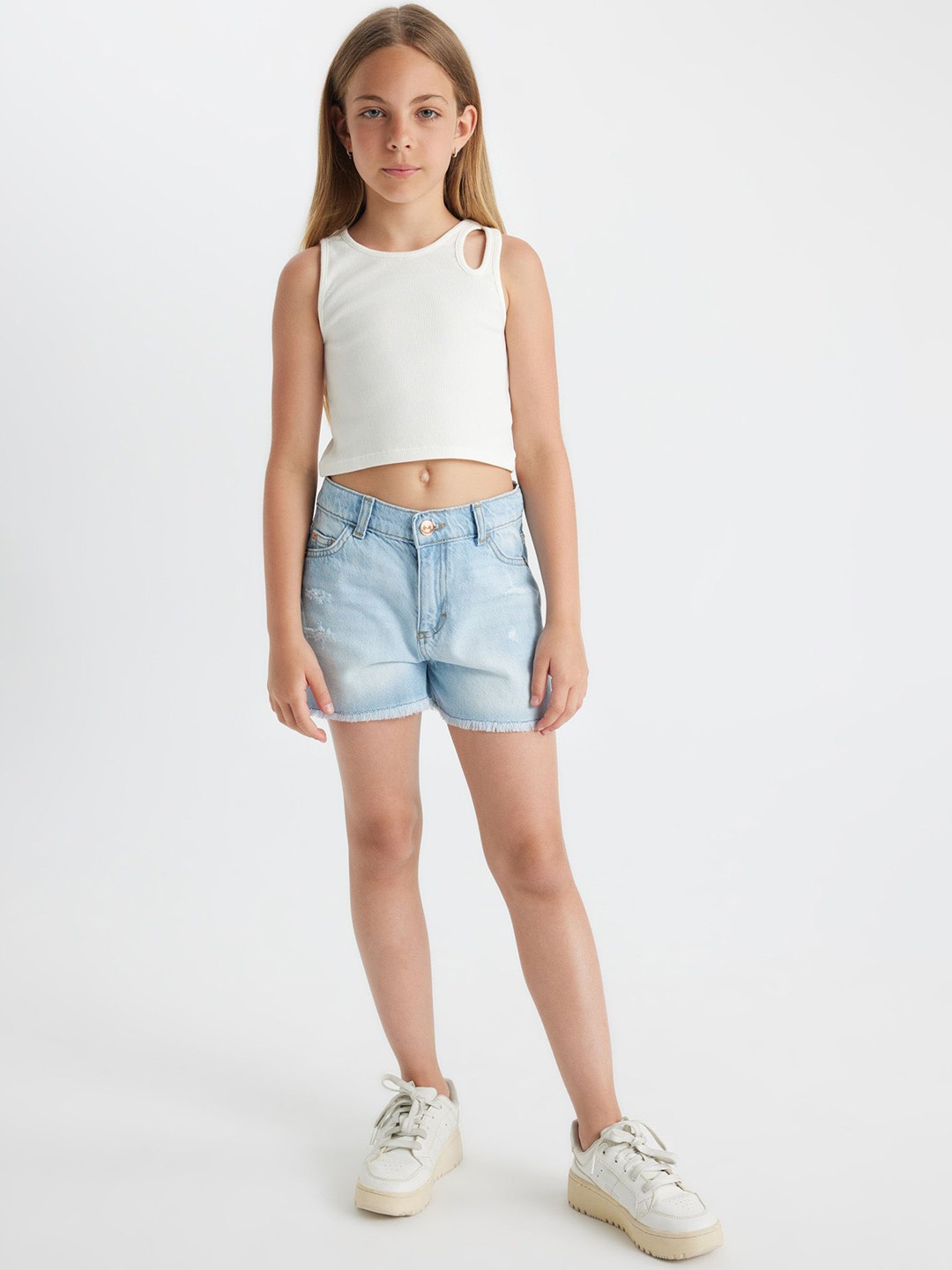 

DeFacto Girls Washed Denim Shorts Technology, Blue
