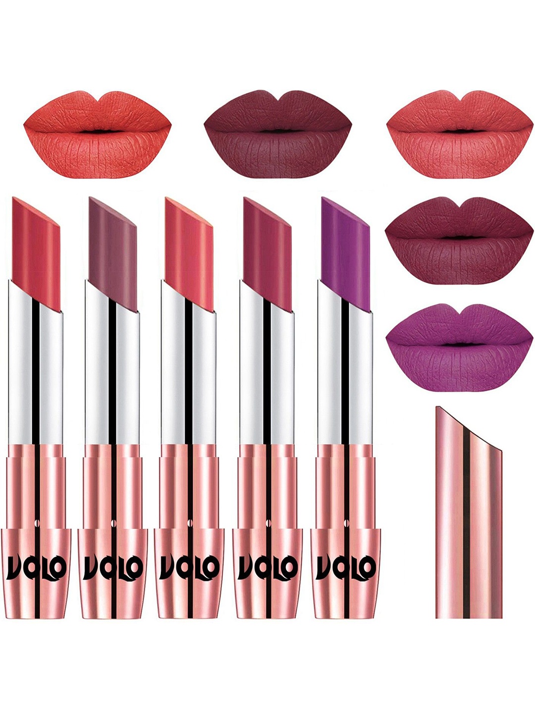 

VOLO Set Of 5 Creme Matte Lipstick - 3.5g Each - 33-36-37-38-48, Multi