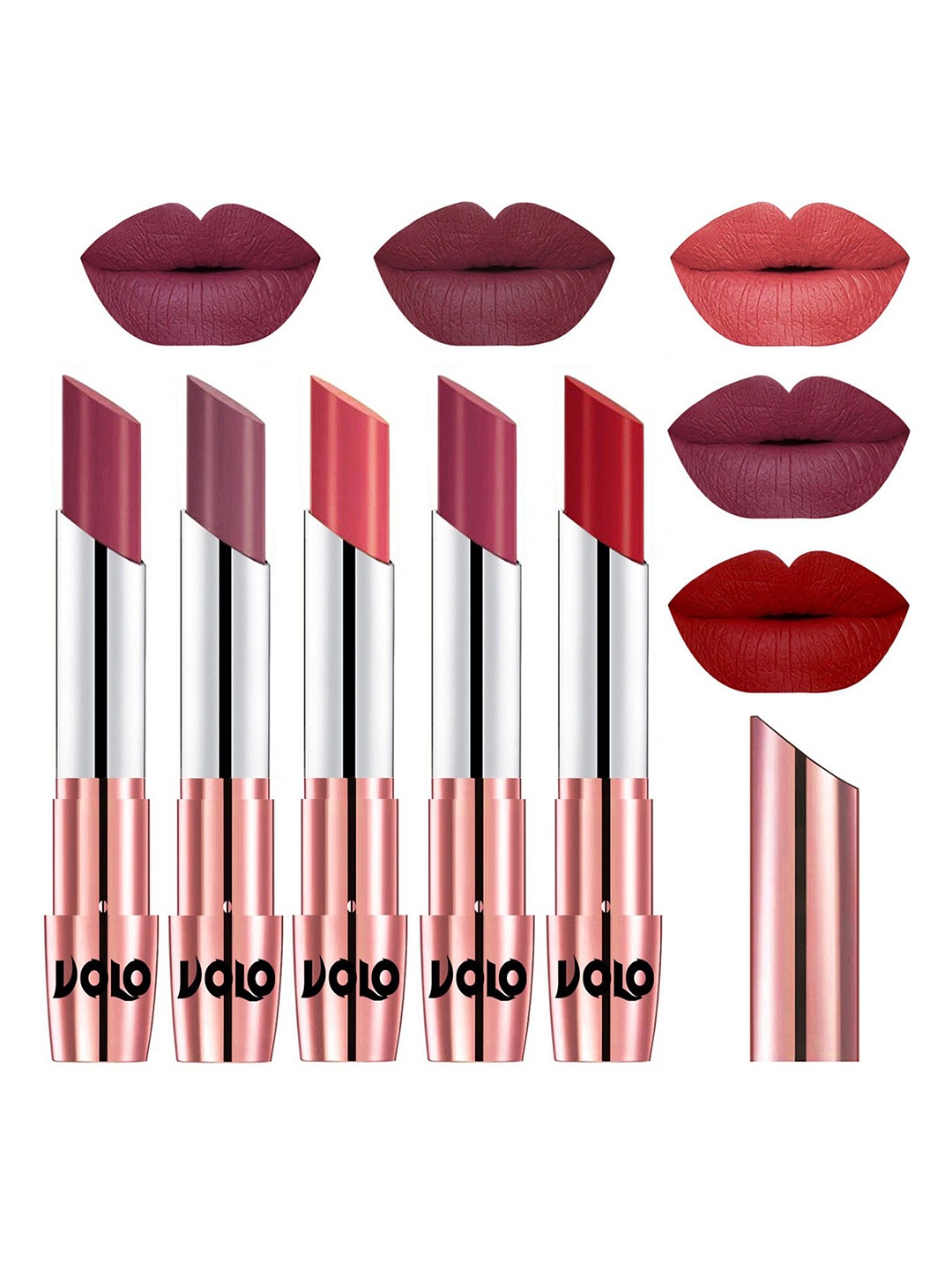 

VOLO Set Of 5 Creme Matte Lipstick-3.5g-31- 36- 37- 38 -40, Multi