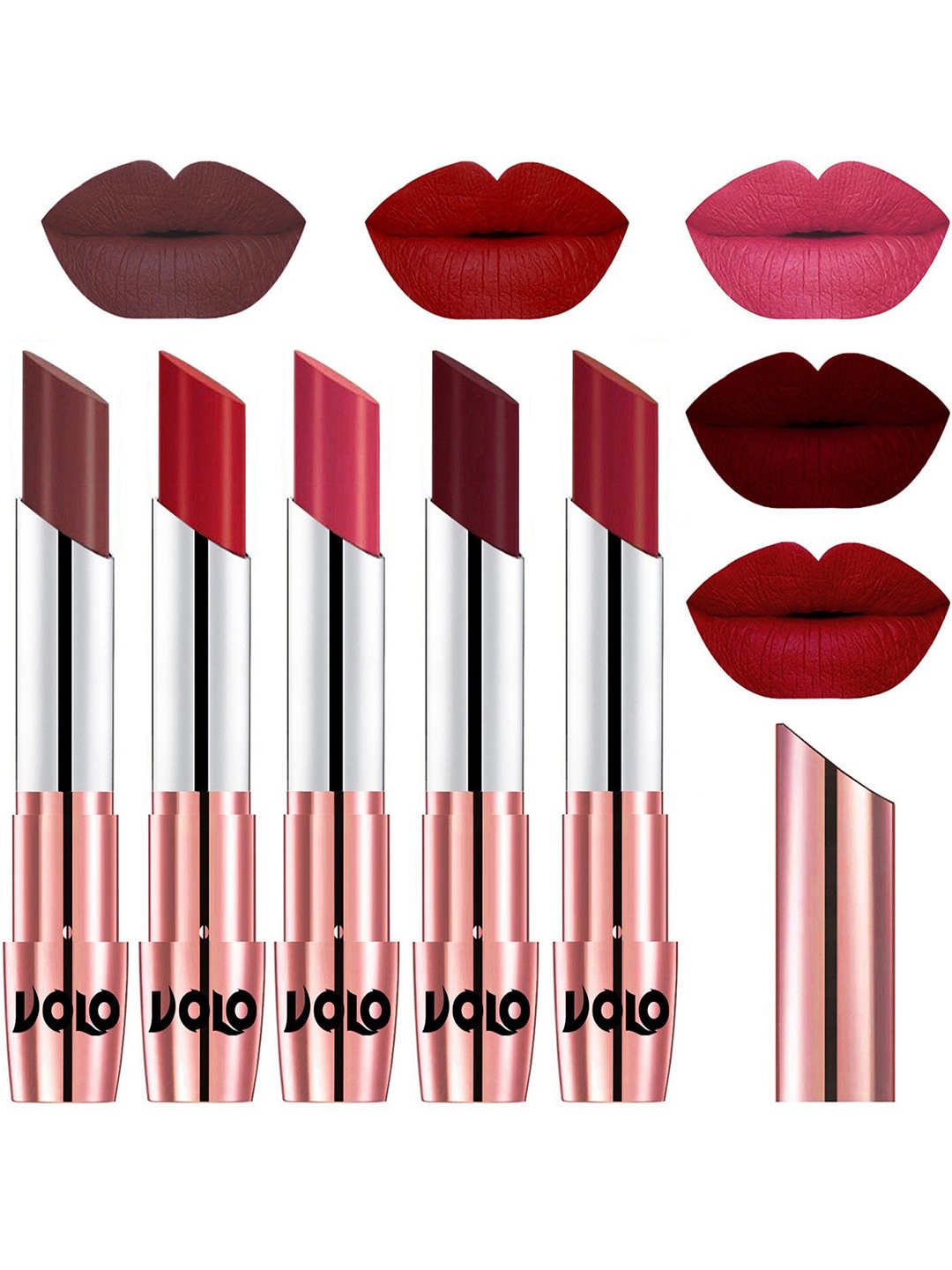 

VOLO Set Of 5 Creme Matte Lipsticks - Coffee 34-Tomato Red 40-Pink 41-Maroon 42-Red 43