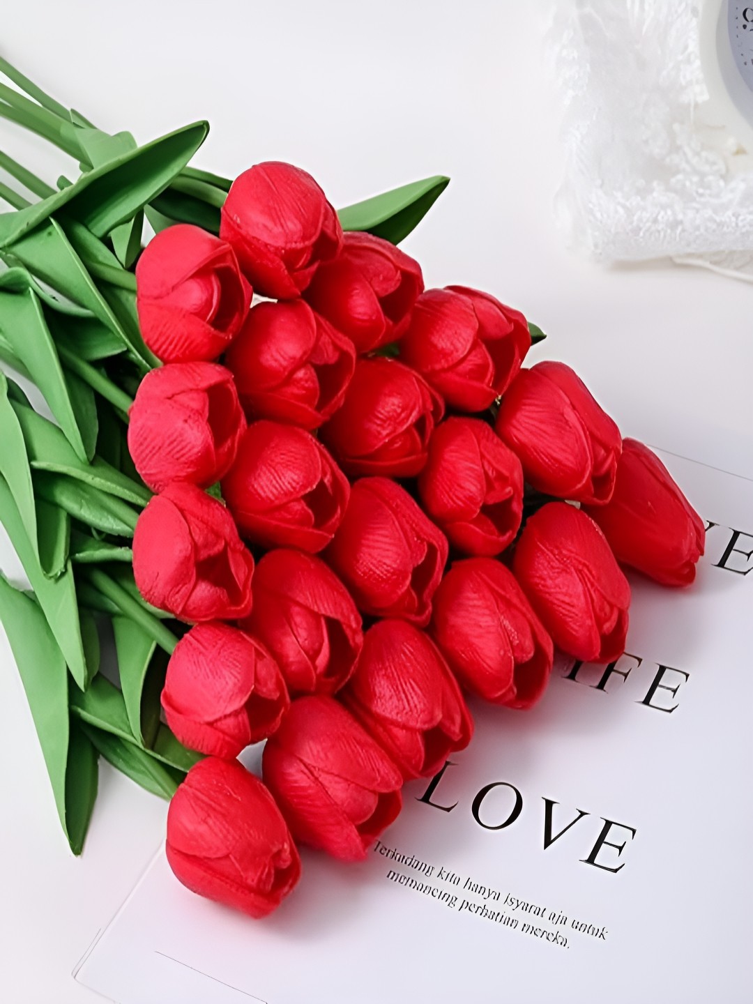 

VRB DECOR Pink 10 Pieces Tulip Artificial Flower