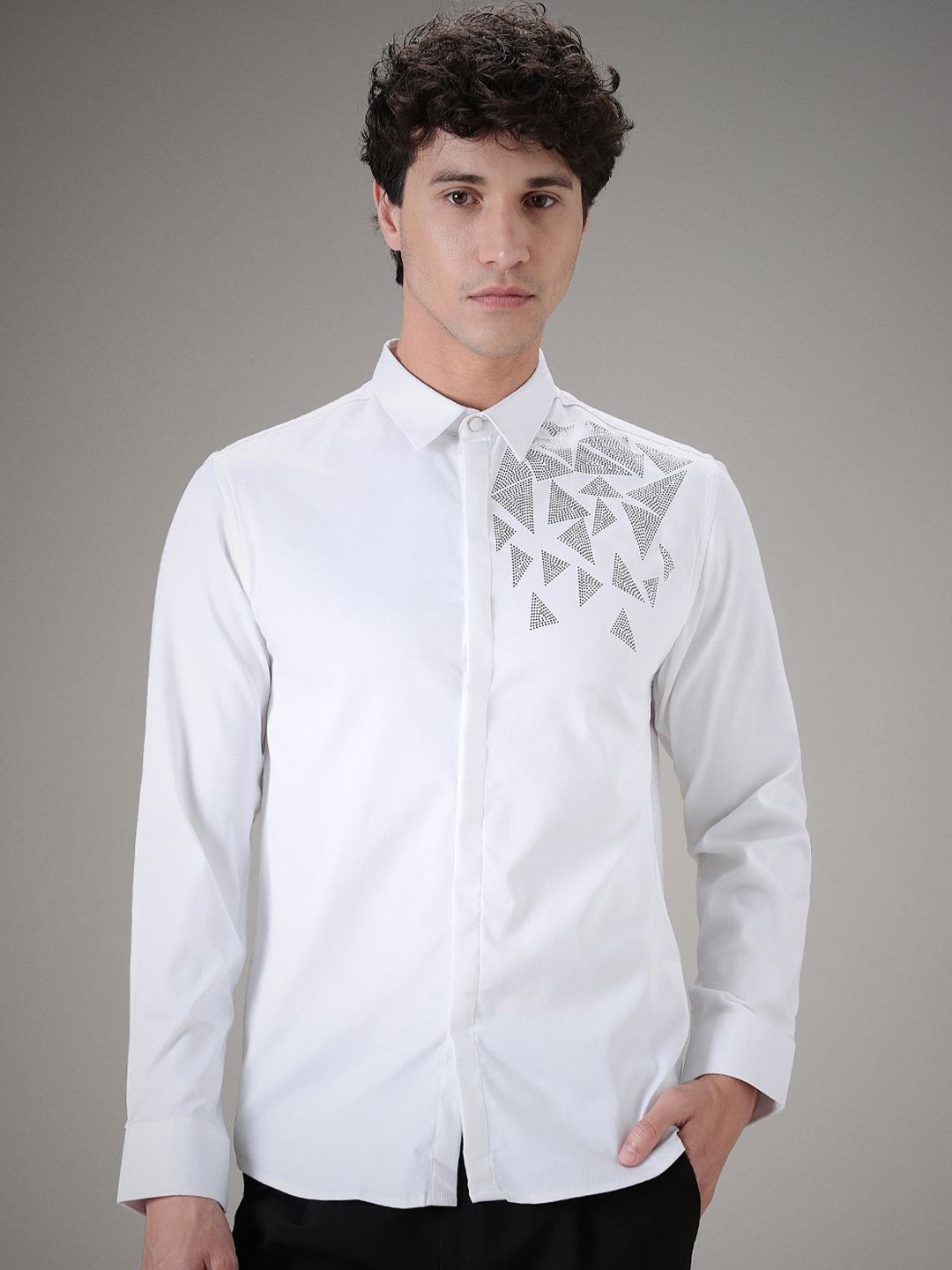 

Banana Club Men Classic Slim Fit Opaque Casual Shirt, White