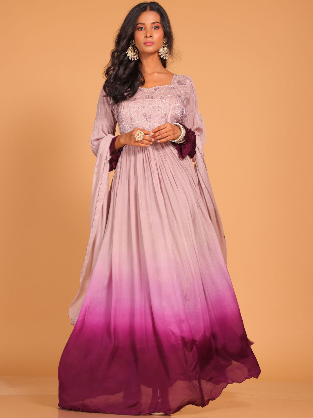 

Morchari Embroidered Fit and Flare Ethnic Dresses, Pink