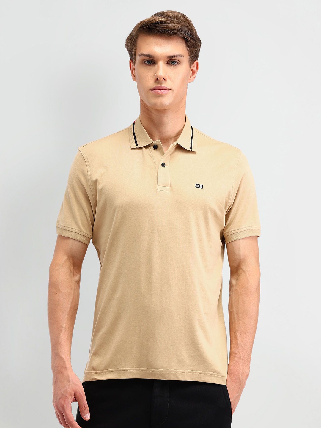 

Arrow Sport Men Solid Polo Collar Cotton T-shirt, Beige