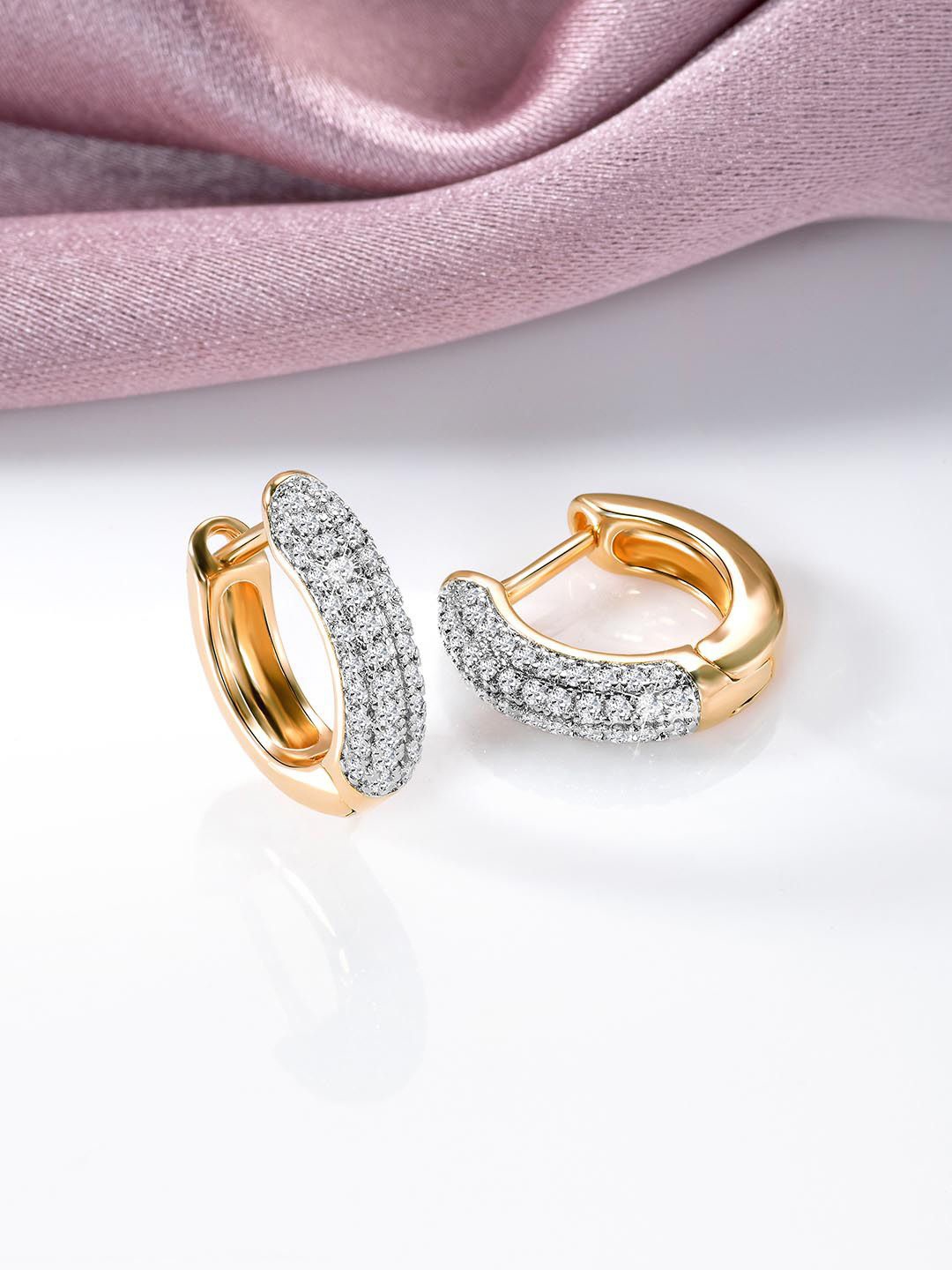 

Peora Gold Plated Cubic Zirconia Contemporary Hoop Earrings