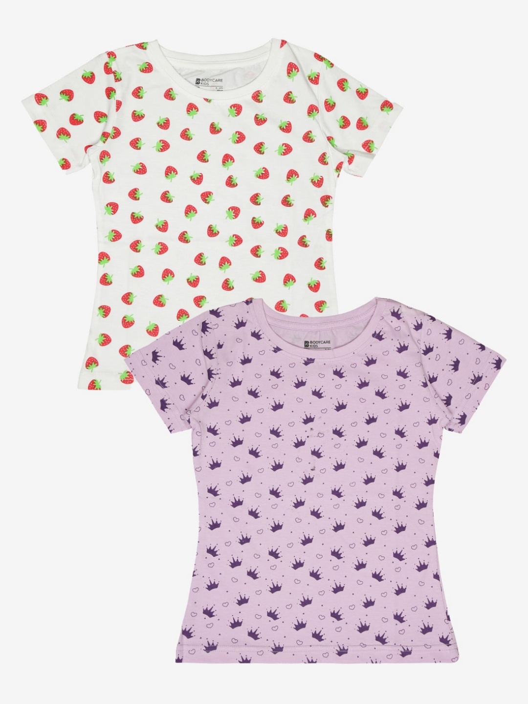 

Bodycare Girls Pack Of 2 Conversational Printed Round Neck Cotton T-shirts, White