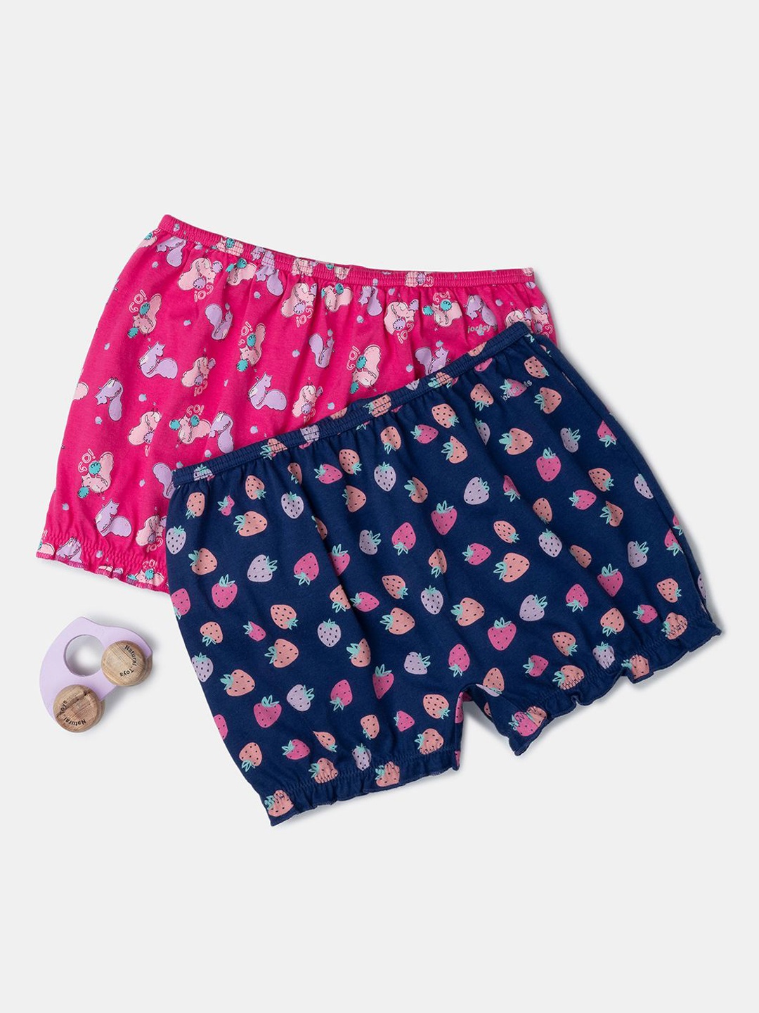 

Jockey Girls Pack of 2 Cotton Printed Bloomers with Ultrasoft Waistband-SG06, Pink