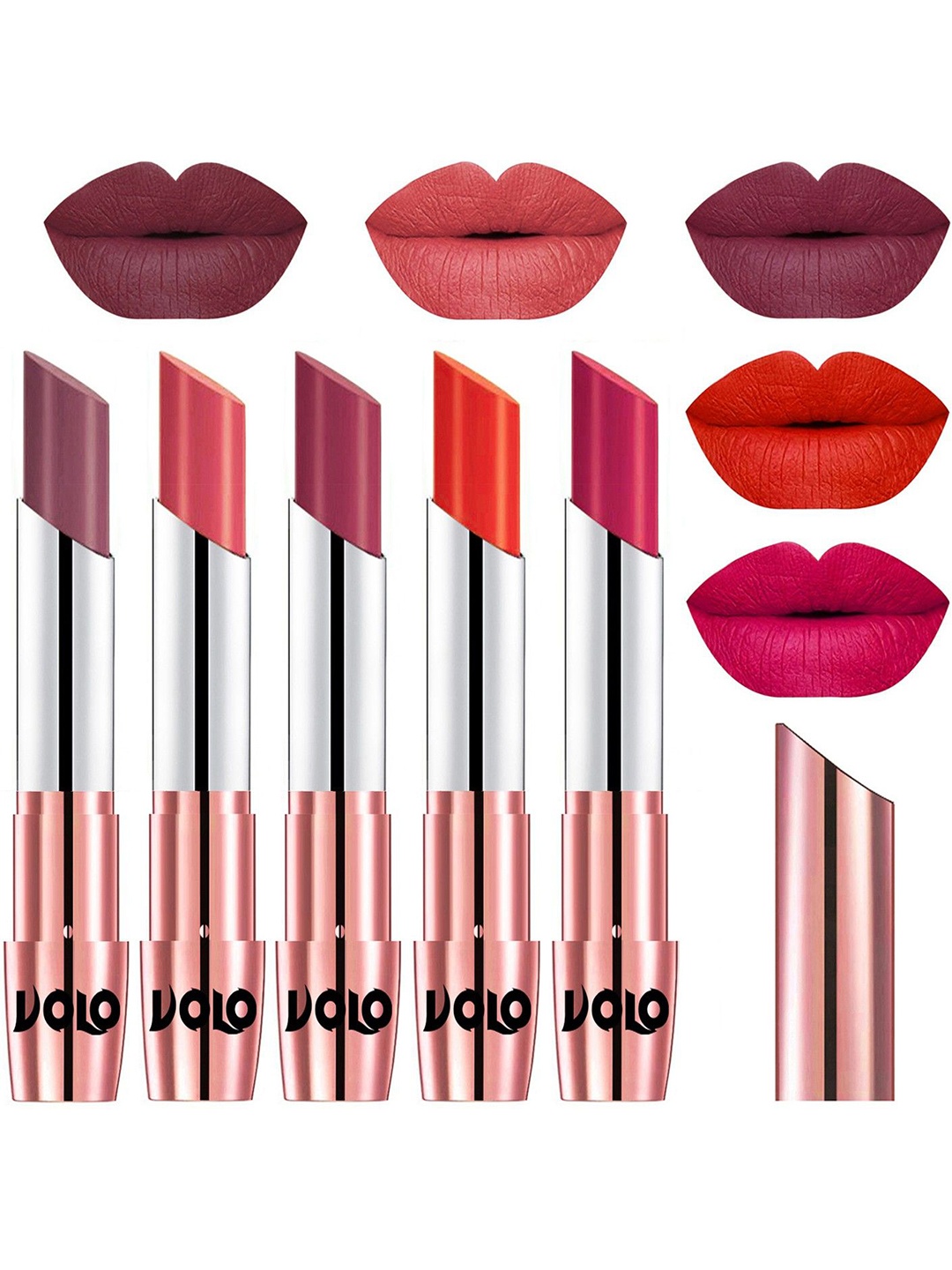 

VOLO Set Of 5 Creme Matte Lipstick - 3.5 g Each - 36-37-38-39-44, Multi